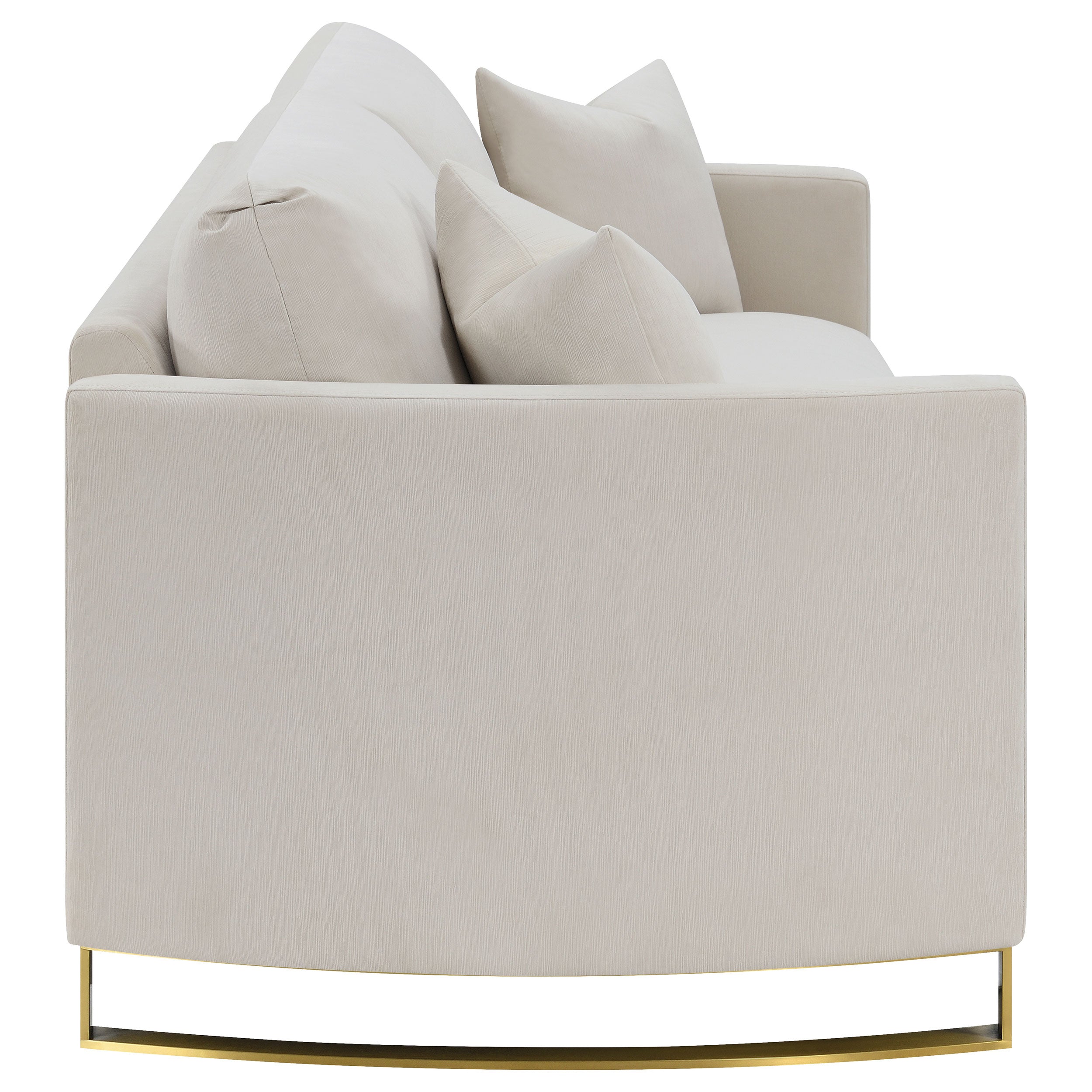 Corliss Upholstered Curved Track Arm Sofa Beige — view 8