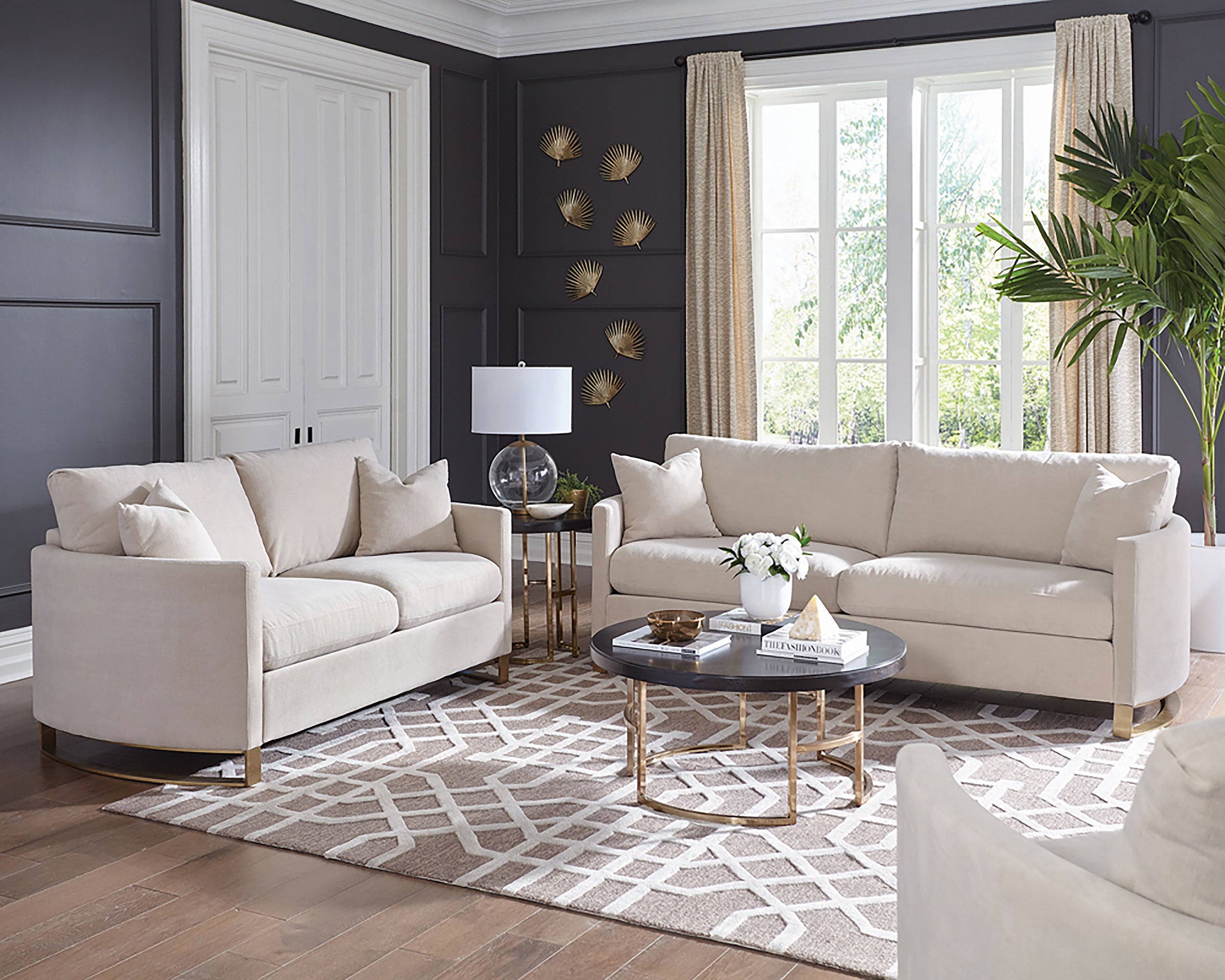 Corliss Upholstered Curved Track Arm Sofa Beige — view 11