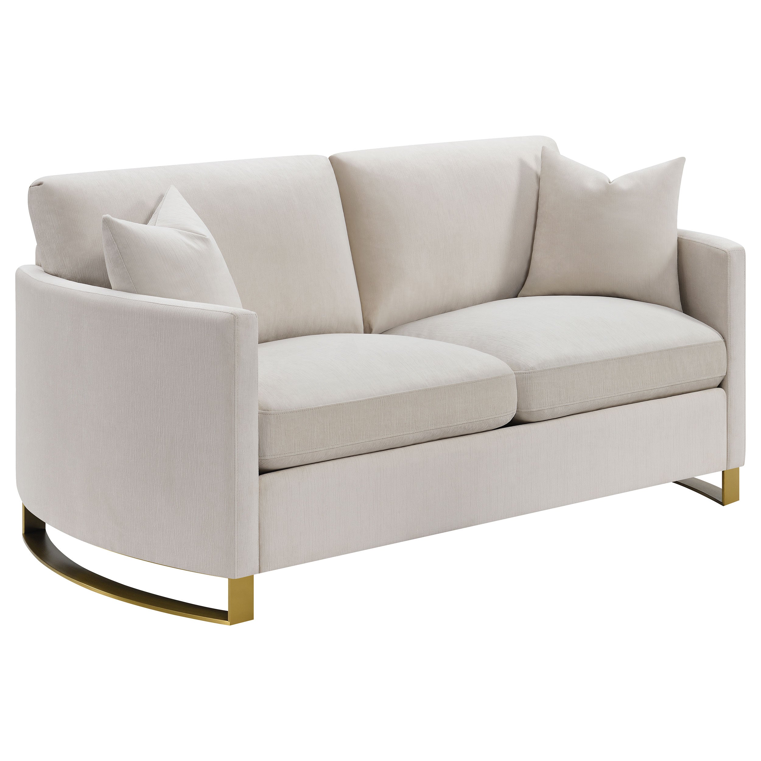Corliss Upholstered Curved Track Arm Loveseat Beige — view 1