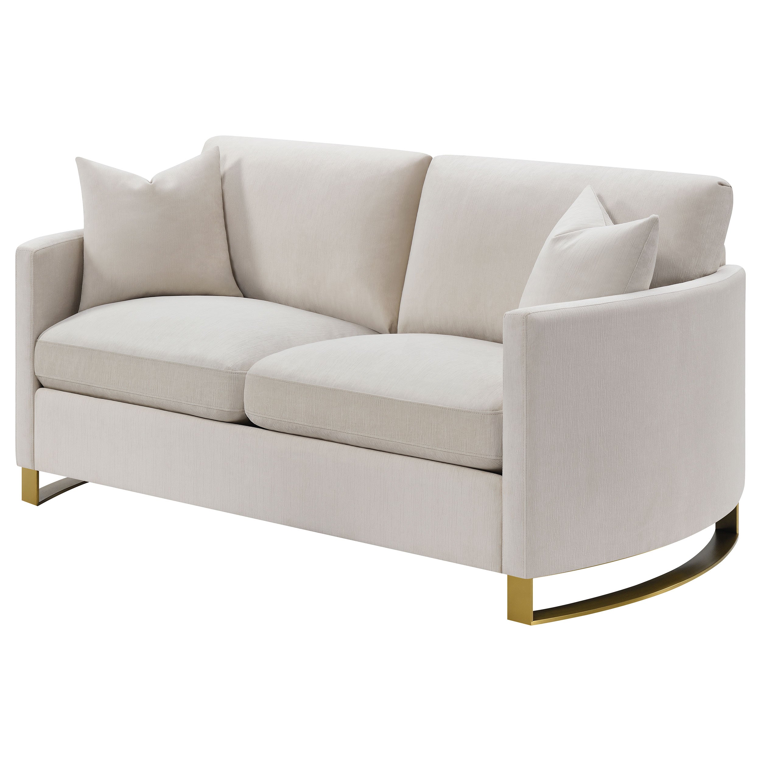 Corliss Upholstered Curved Track Arm Loveseat Beige — view 4