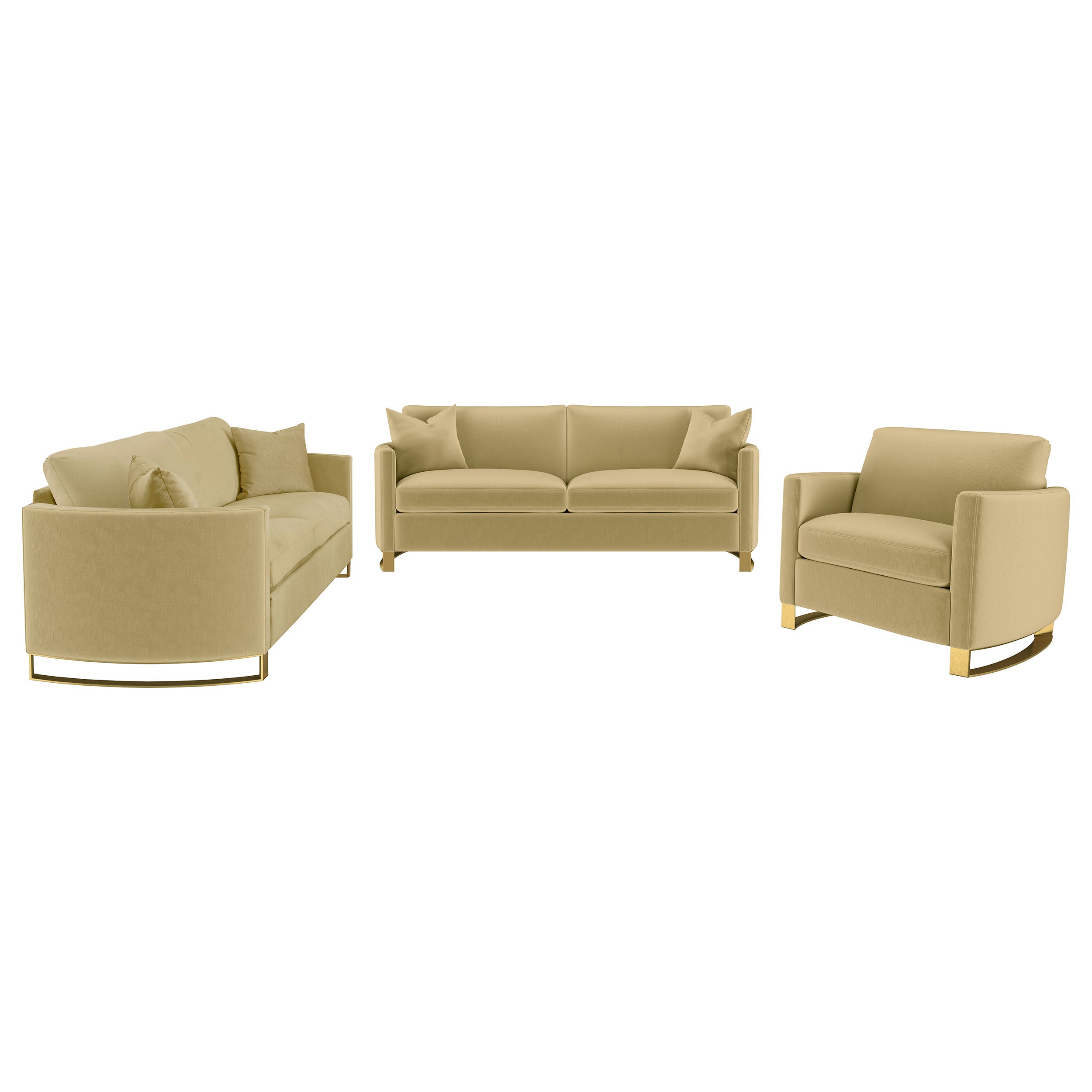 Corliss 3-piece Velvet Upholstered Sofa Set Camel — view 2