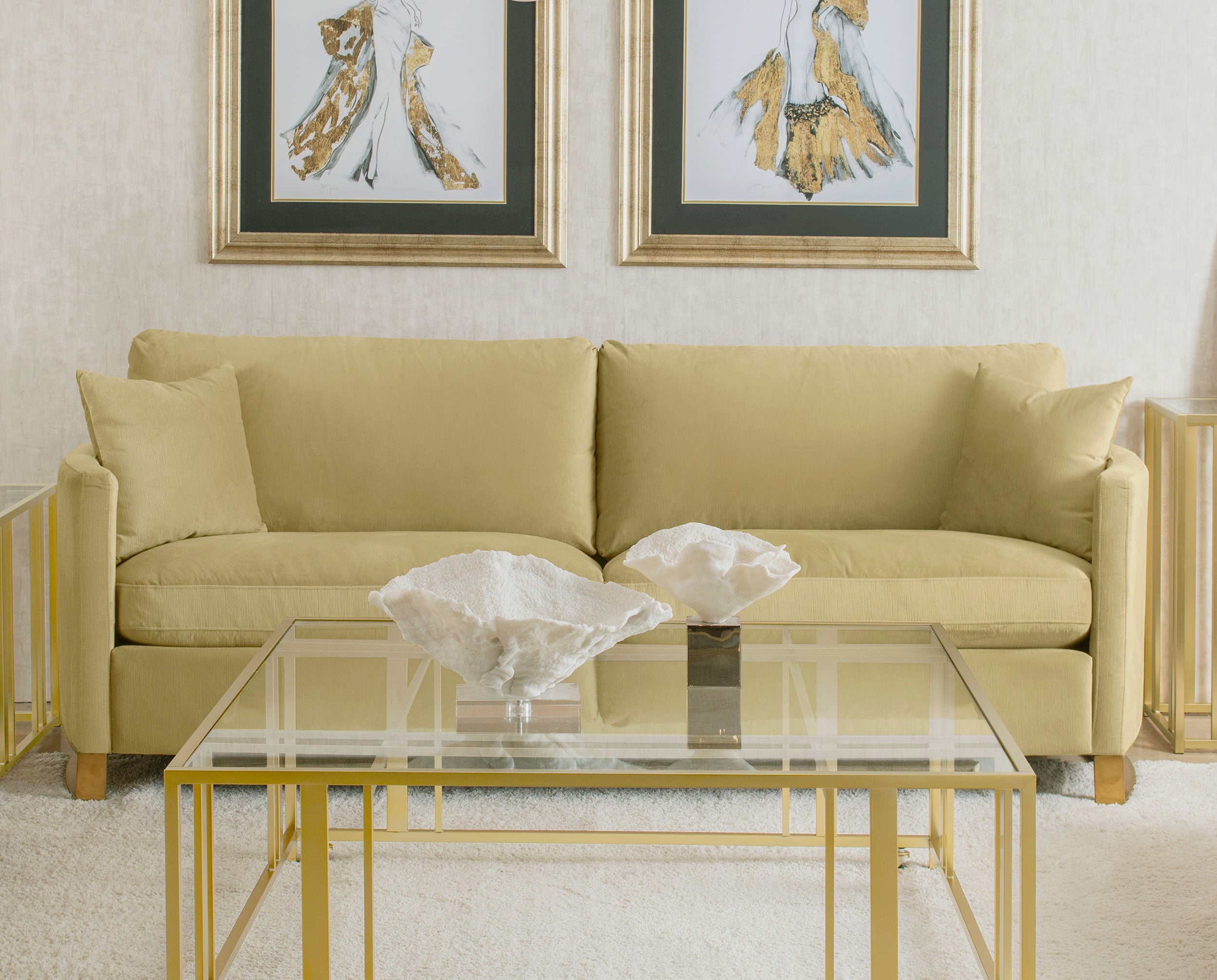 Corliss Upholstered Curved Track Arm Sofa Camel — view 2