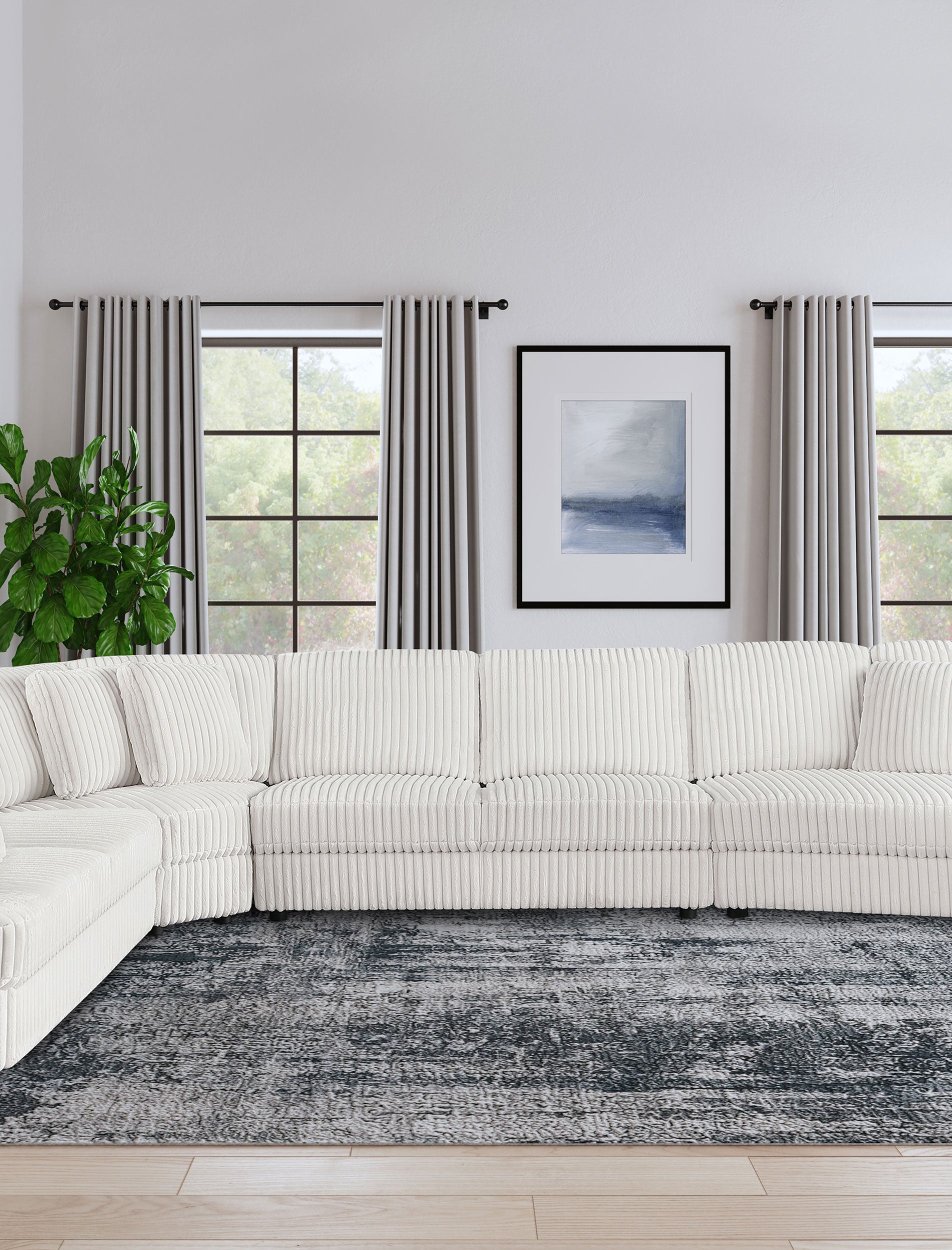 Emberson Upholstered Armless Loveseat Ivory — view 2