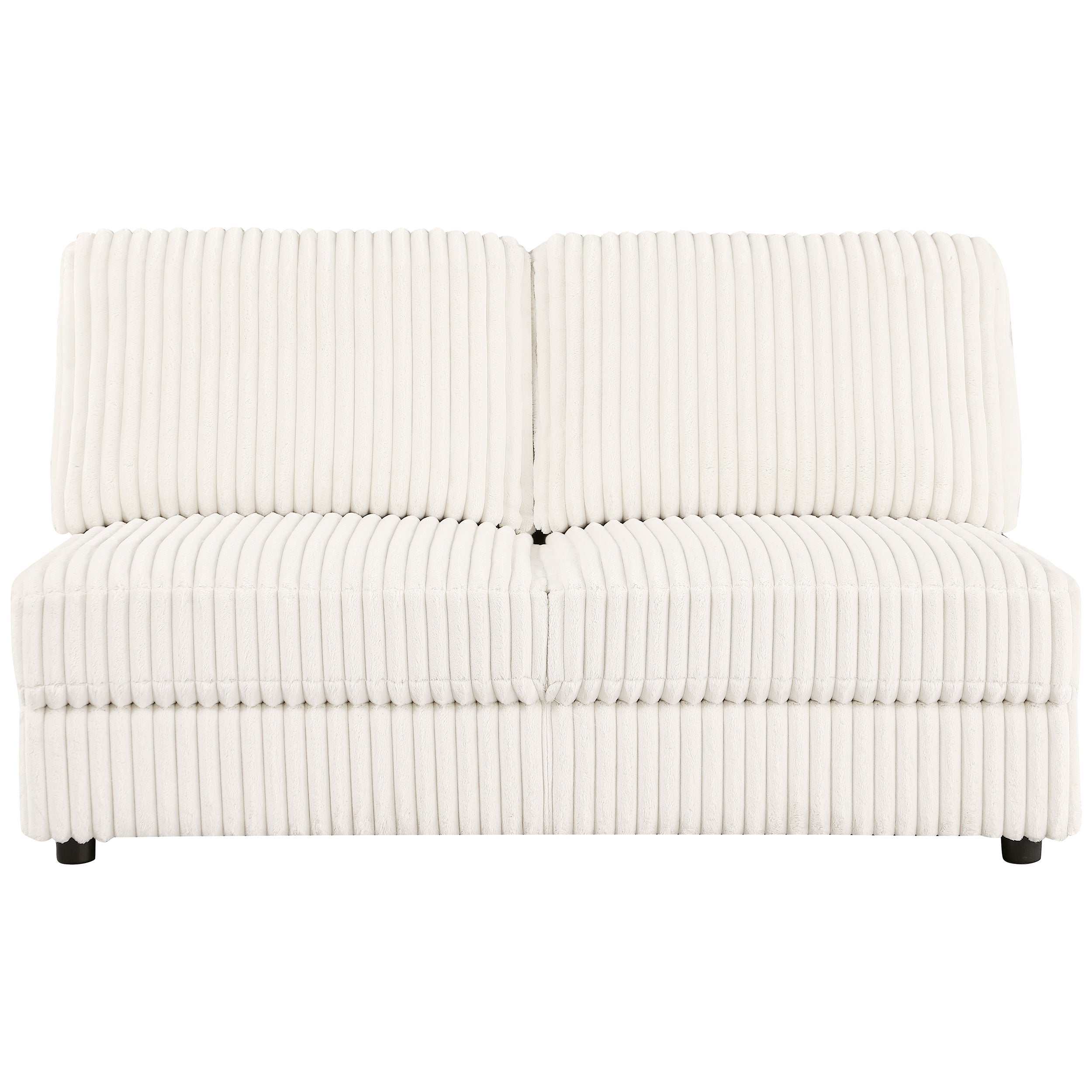 Emberson Upholstered Armless Loveseat Ivory — view 3