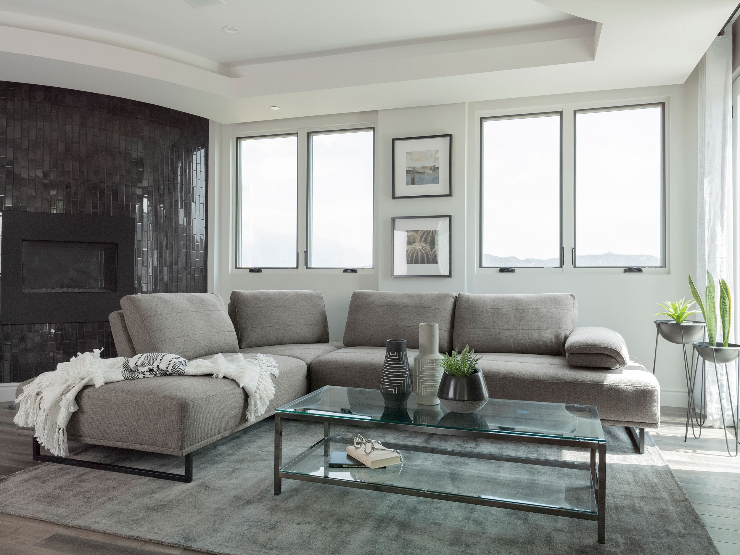Arden Upholstered Sectional Sofa with Adjustable Back Taupe — view 2