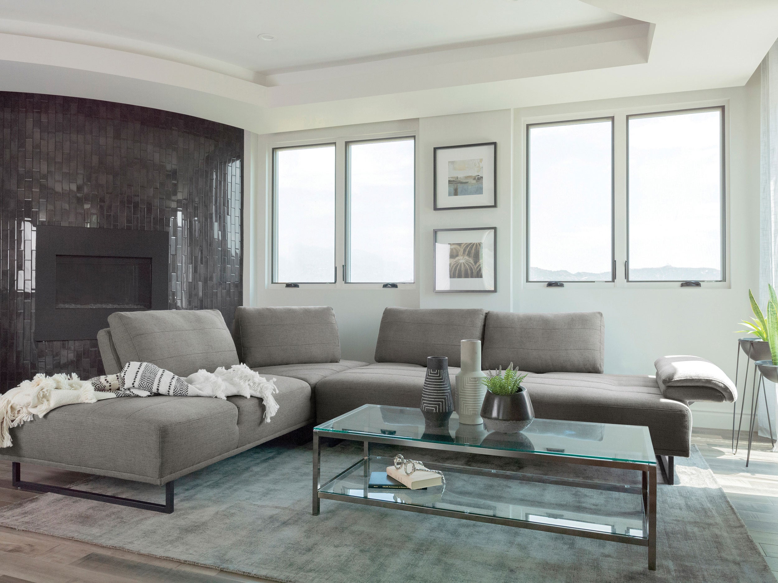 Arden Upholstered Sectional Sofa with Adjustable Back Taupe — view 3