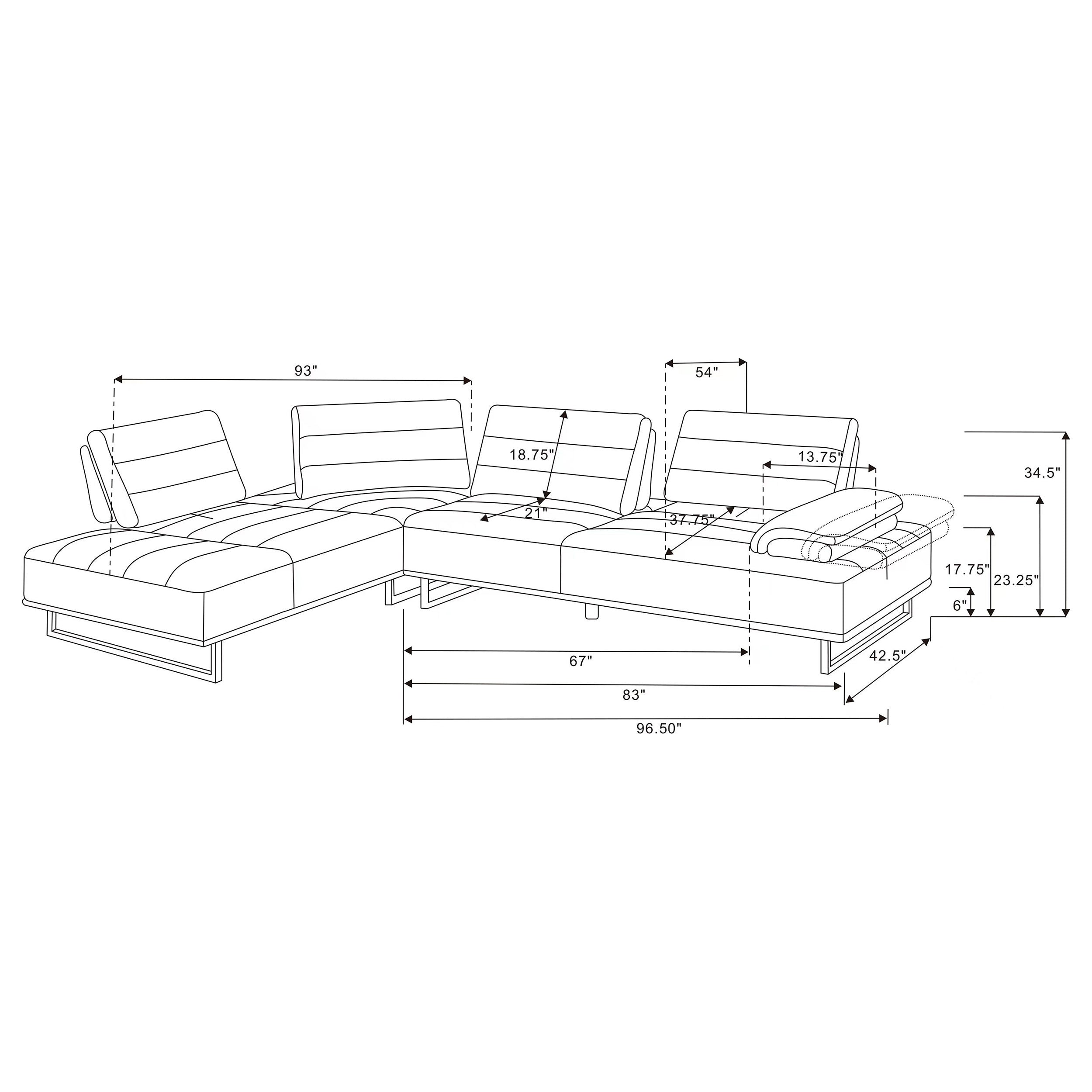 Arden Upholstered Sectional Sofa with Adjustable Back Taupe — view 10