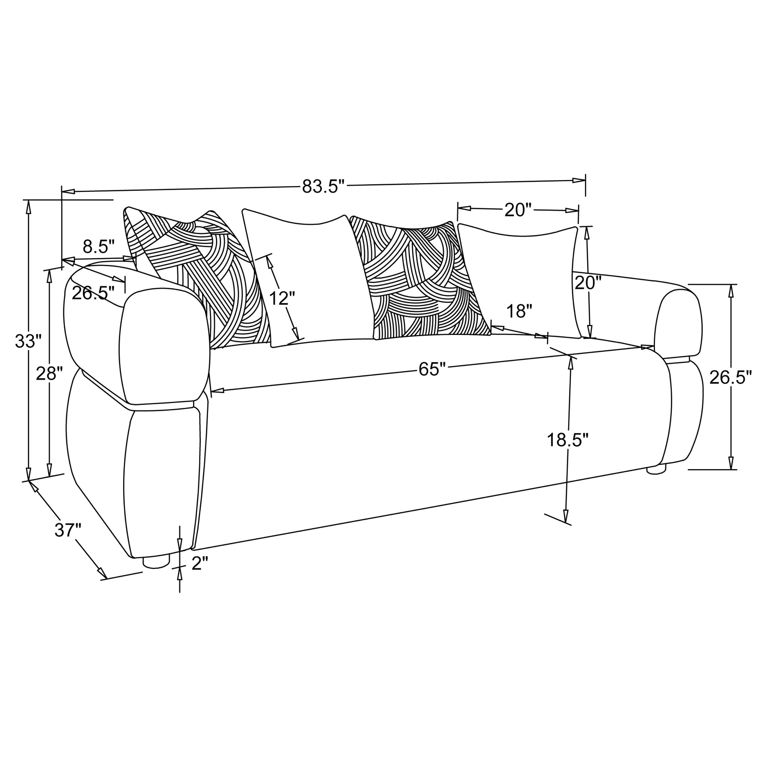 Jeanette 2-piece Fabric Upholstered Round Arm Sofa Set Beige — view 9