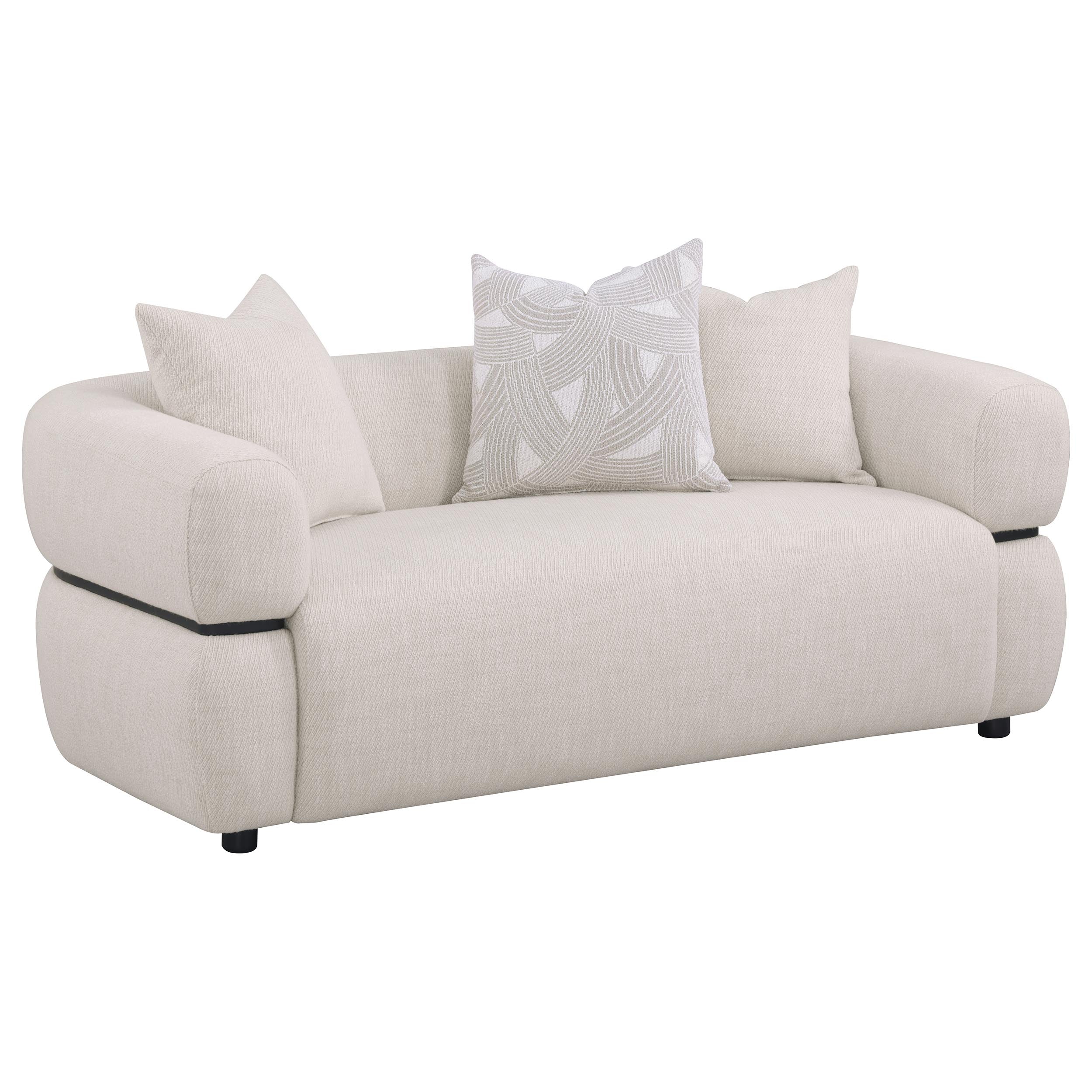 Jeanette 3-piece Fabric Upholstered Round Arm Sofa Set Beige — view 5