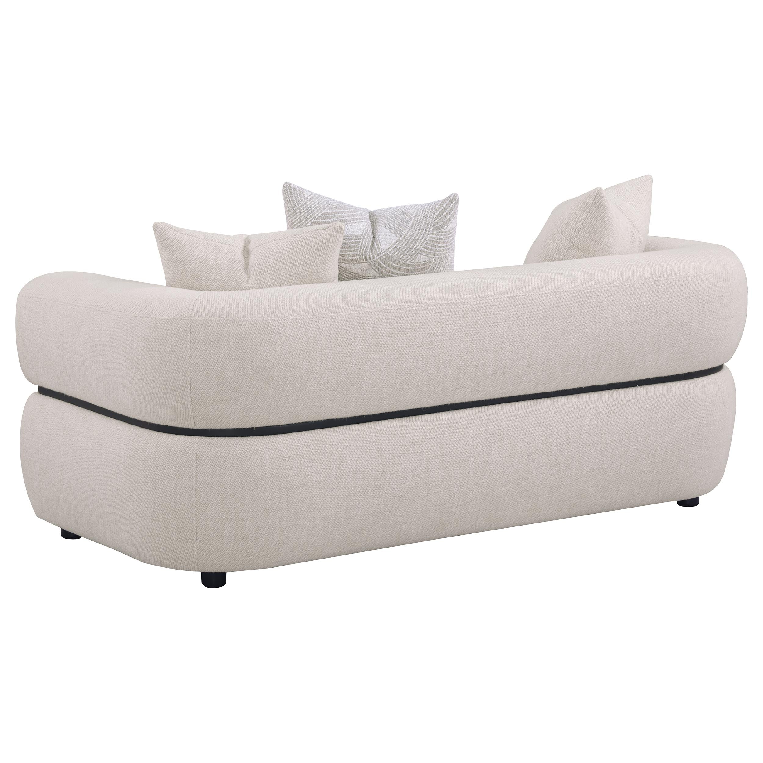 Jeanette 3-piece Fabric Upholstered Round Arm Sofa Set Beige — view 6