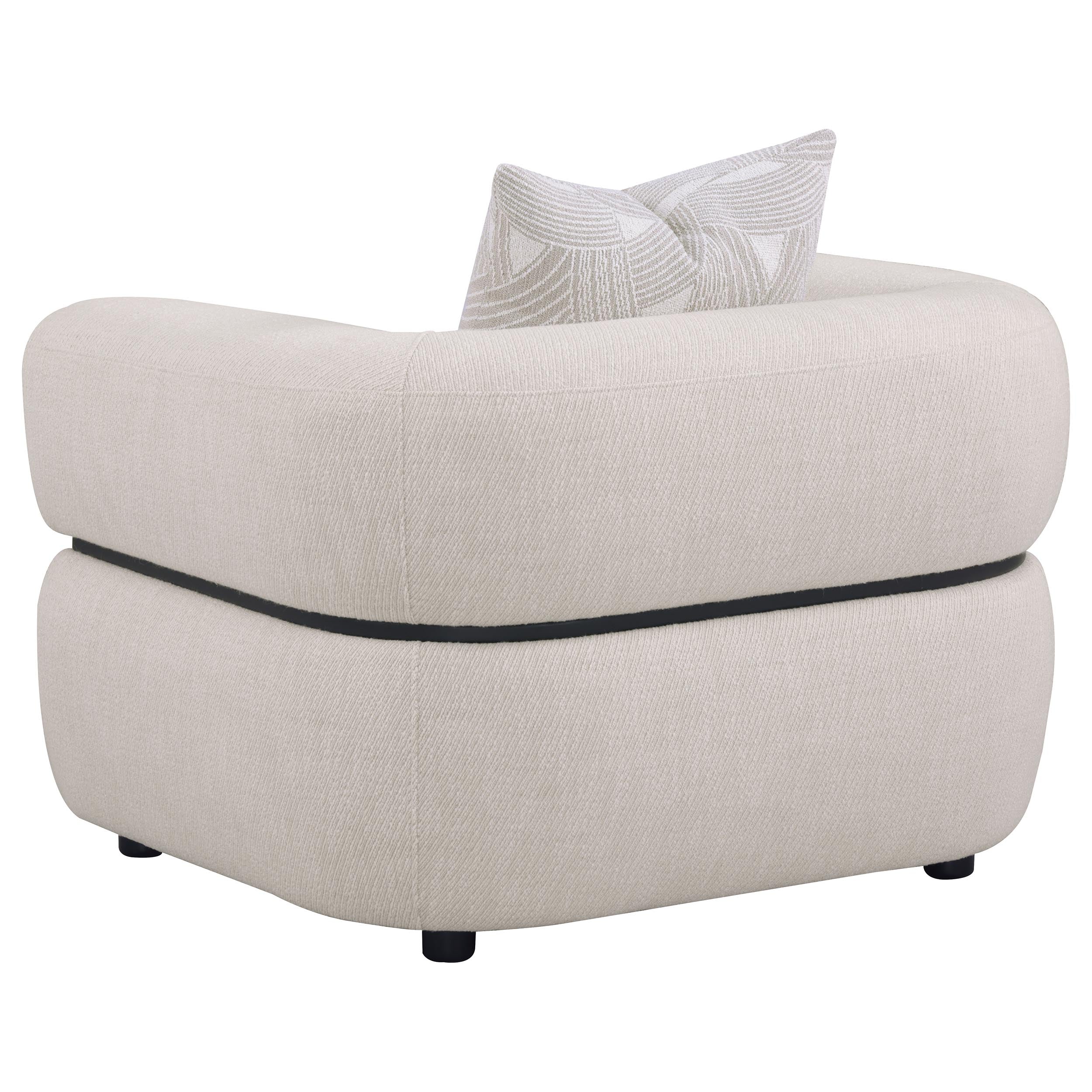 Jeanette 3-piece Fabric Upholstered Round Arm Sofa Set Beige — view 8