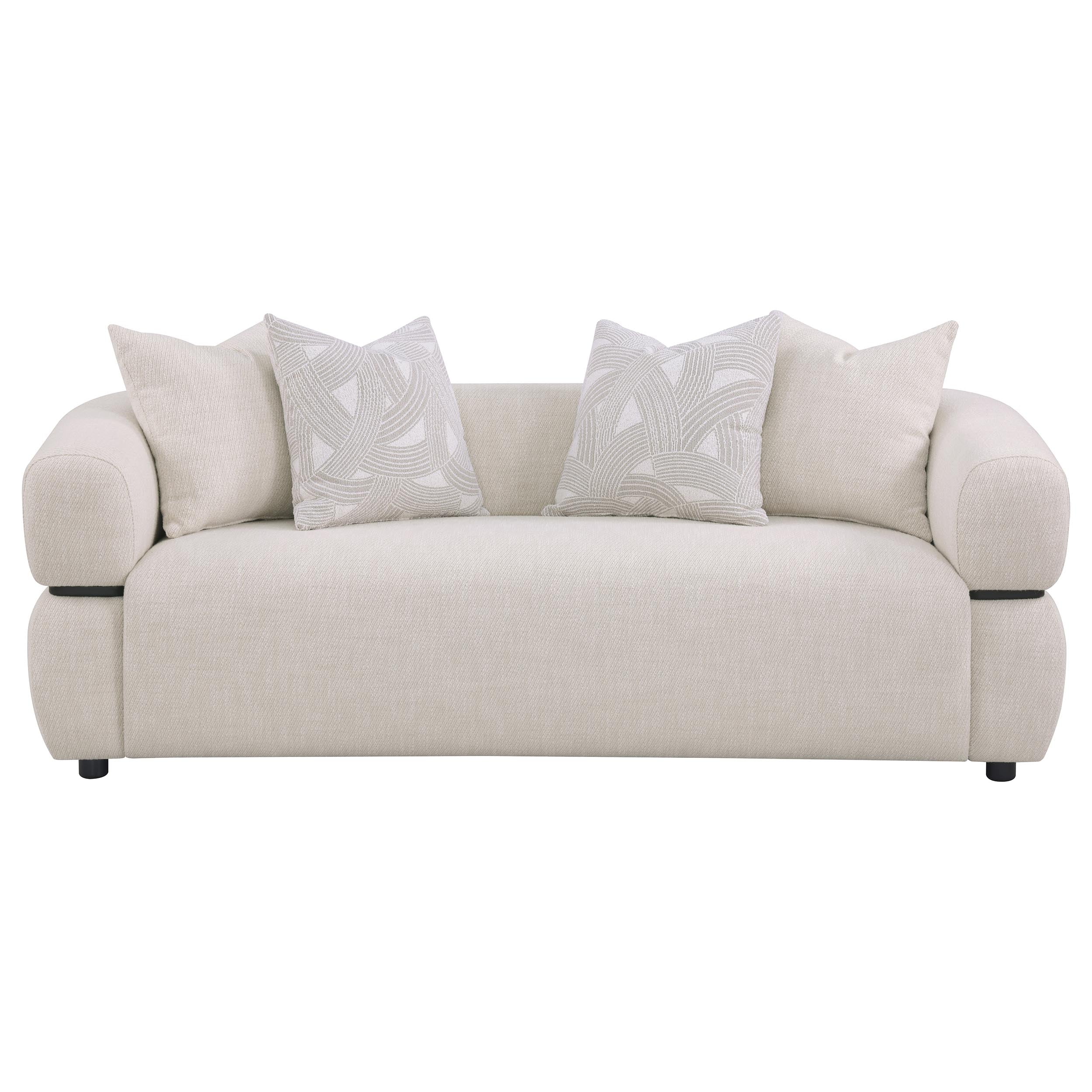Jeanette 84-inch Fabric Upholstered Round Arm Sofa Beige — view 3