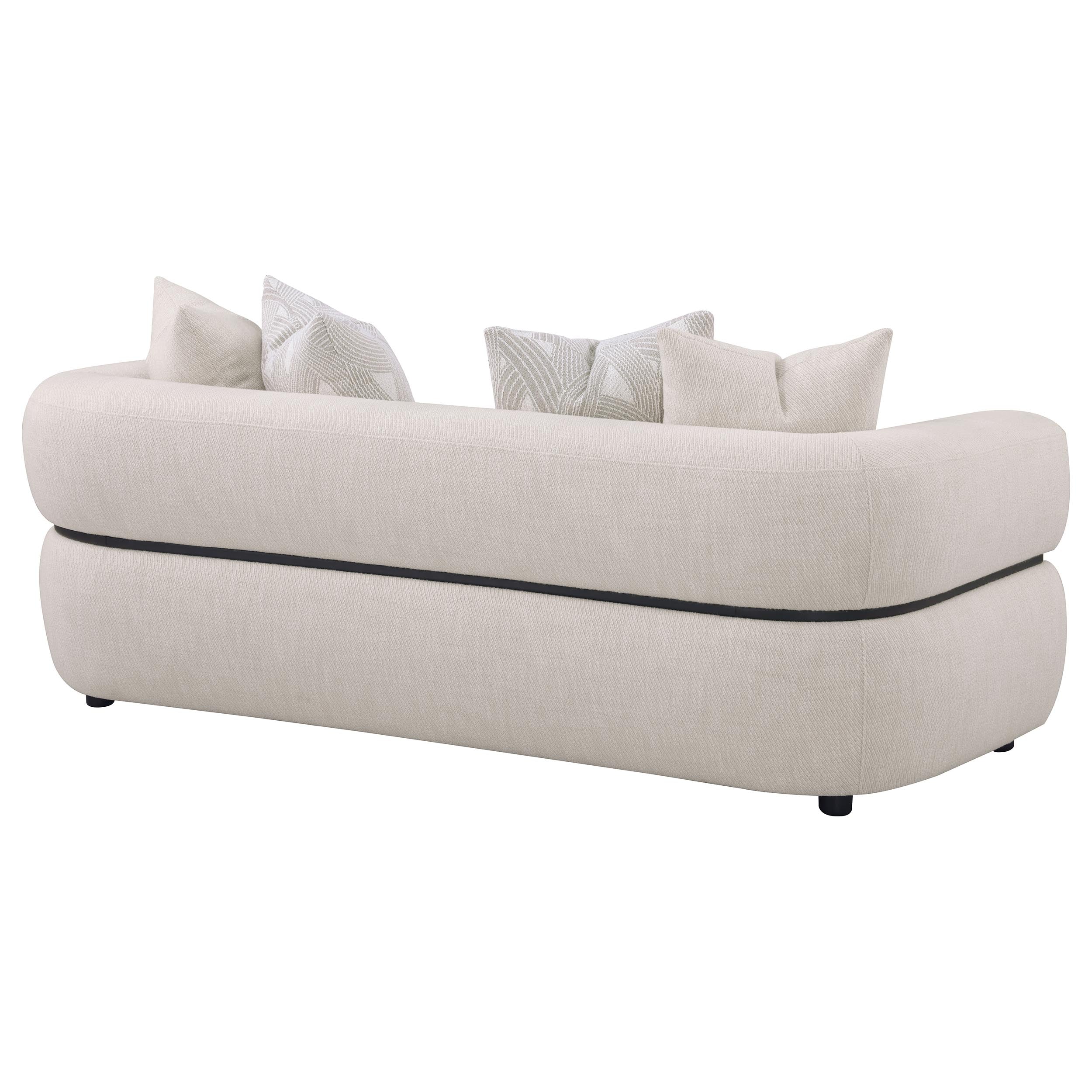 Jeanette 84-inch Fabric Upholstered Round Arm Sofa Beige — view 7