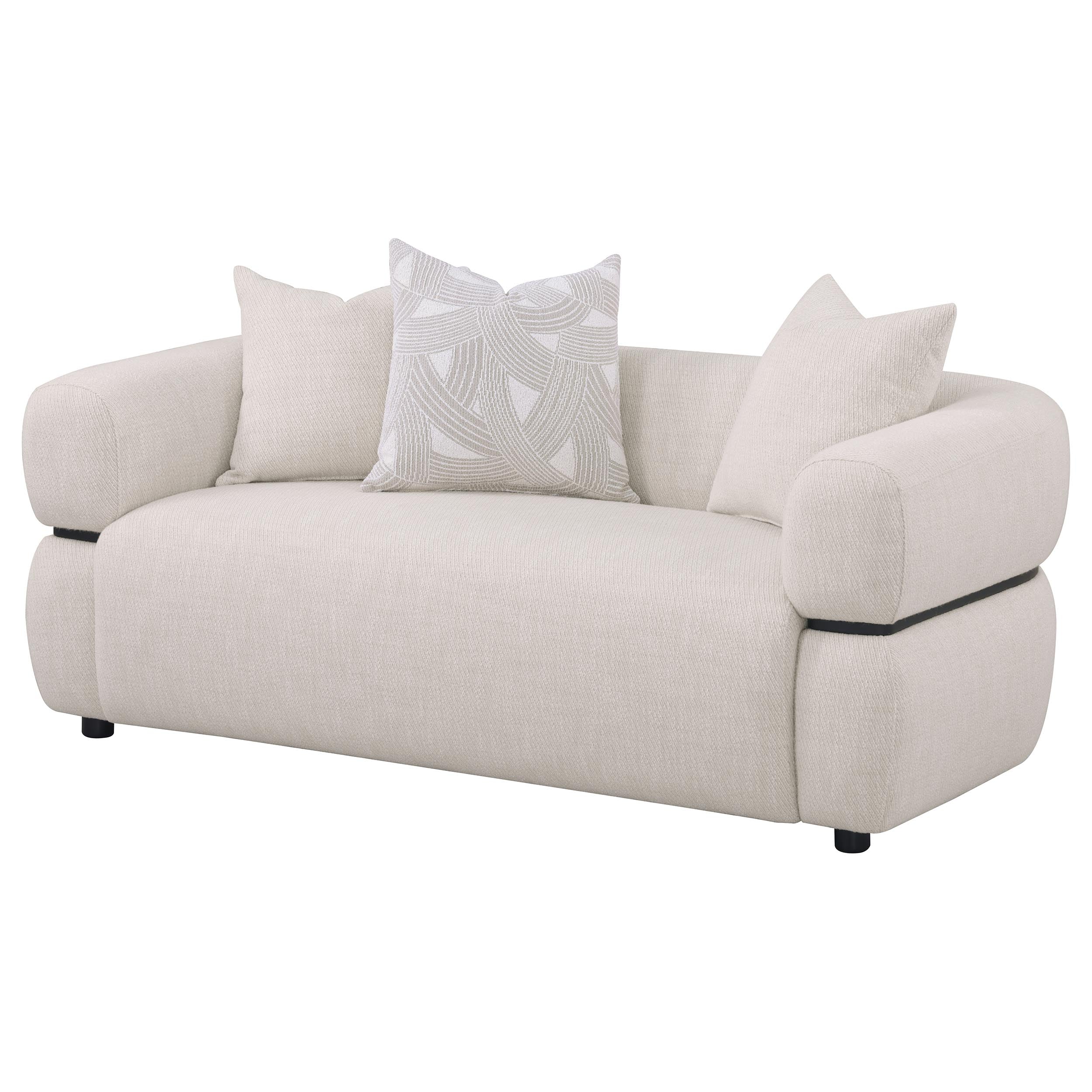 Jeanette 73-inch Fabric Upholstered Round Arm Loveseat Beige — view 4