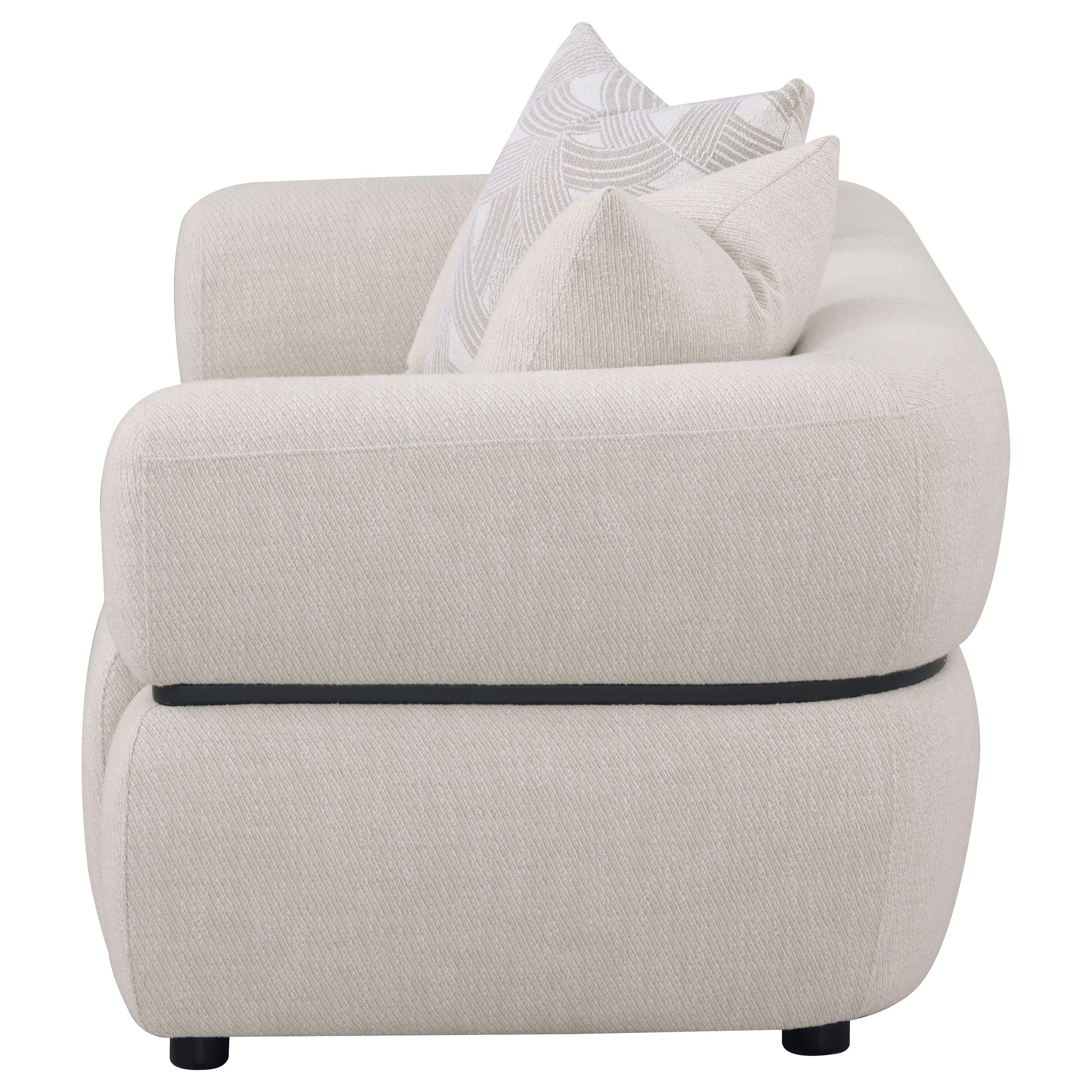 Jeanette 73-inch Fabric Upholstered Round Arm Loveseat Beige — view 5
