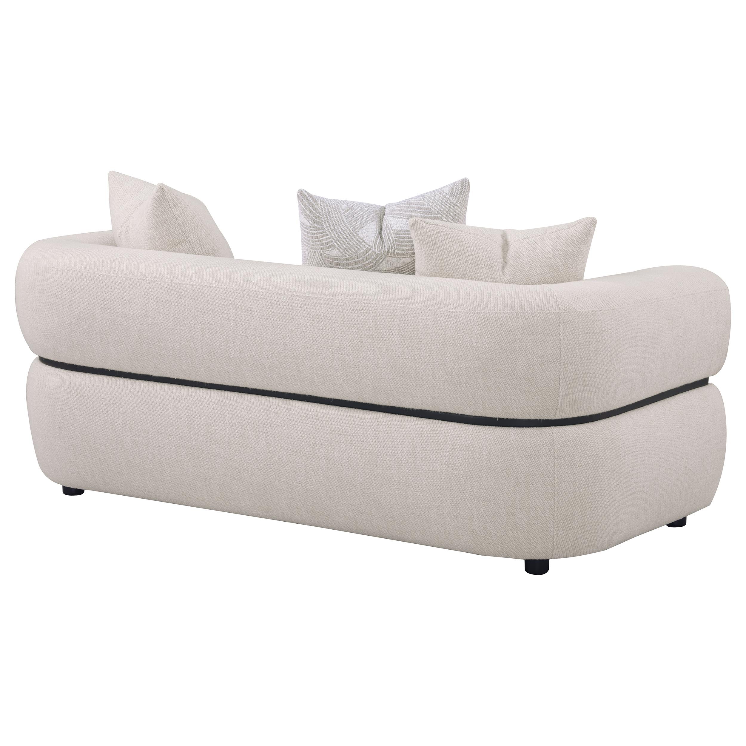 Jeanette 73-inch Fabric Upholstered Round Arm Loveseat Beige — view 7