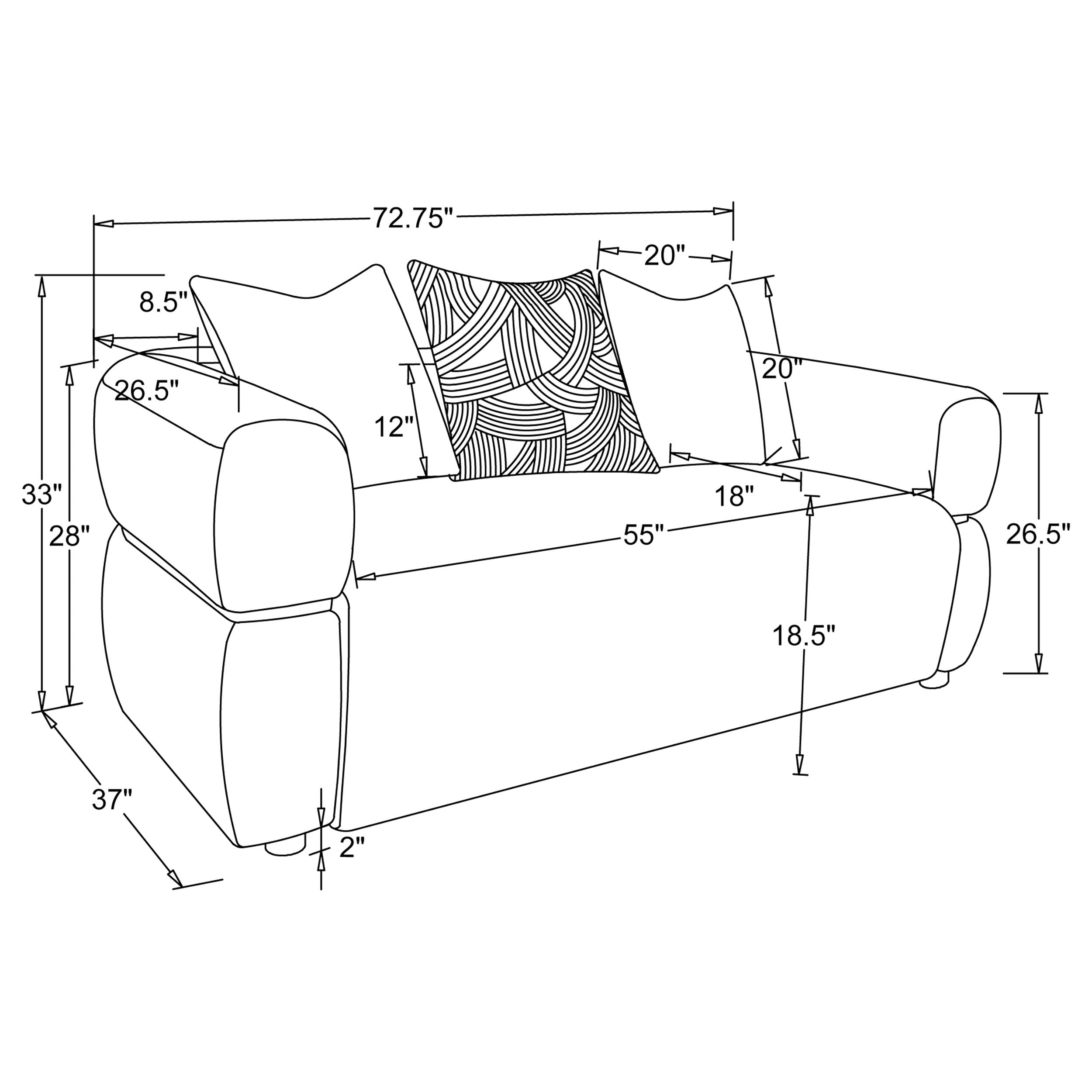Jeanette 73-inch Fabric Upholstered Round Arm Loveseat Beige — view 11