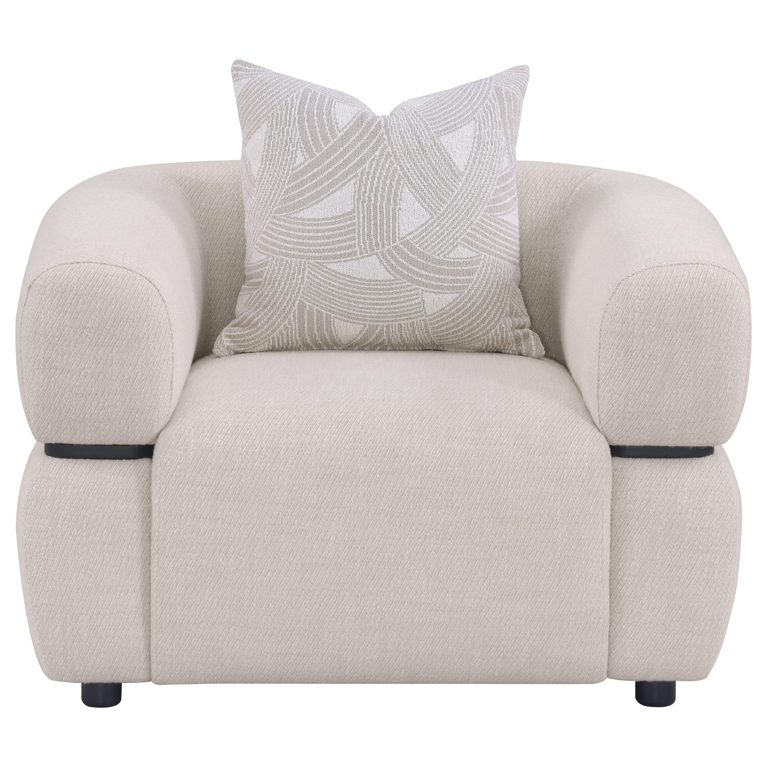 Jeanette Fabric Upholstered Round Arm Accent Chair Beige — view 3