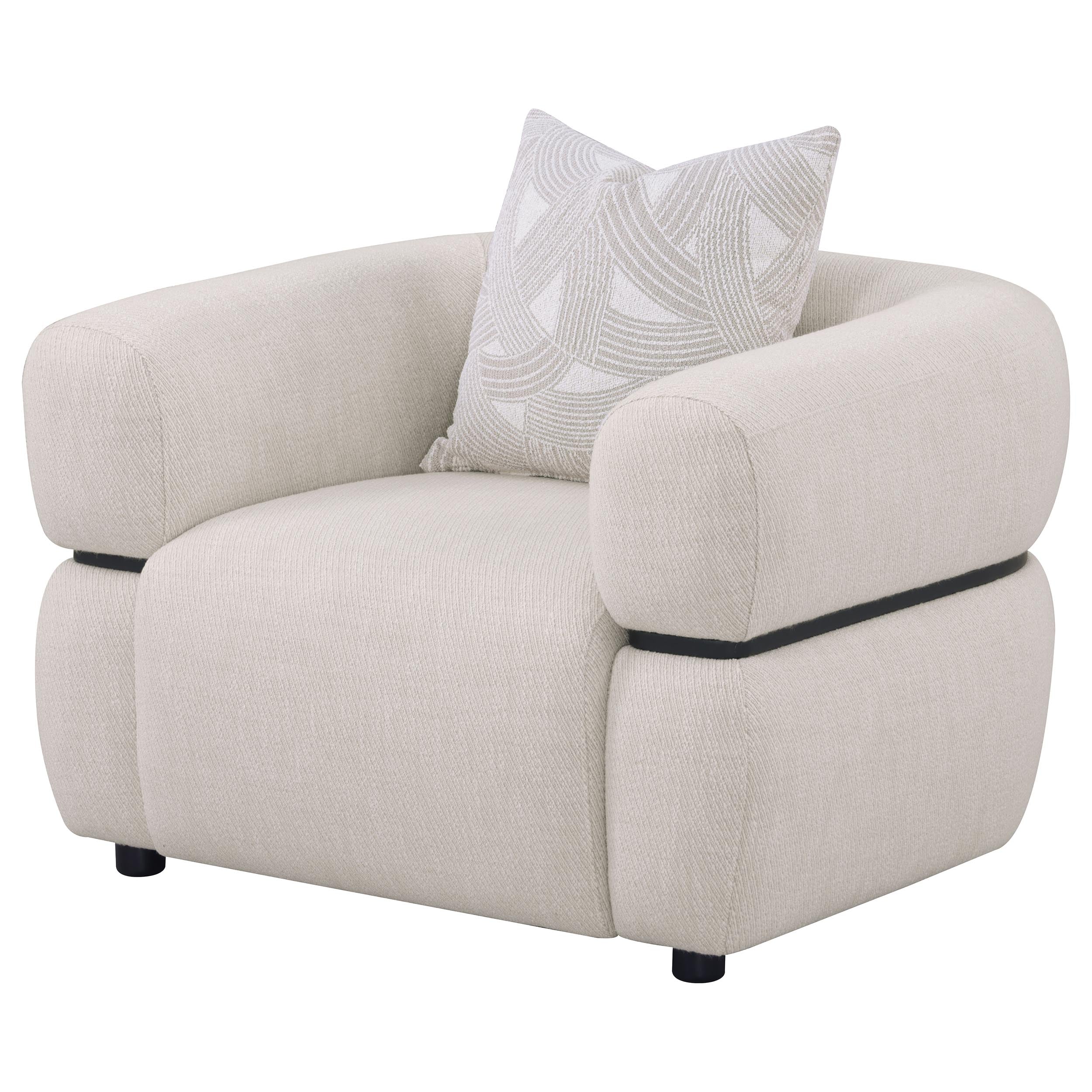 Jeanette Fabric Upholstered Round Arm Accent Chair Beige — view 4