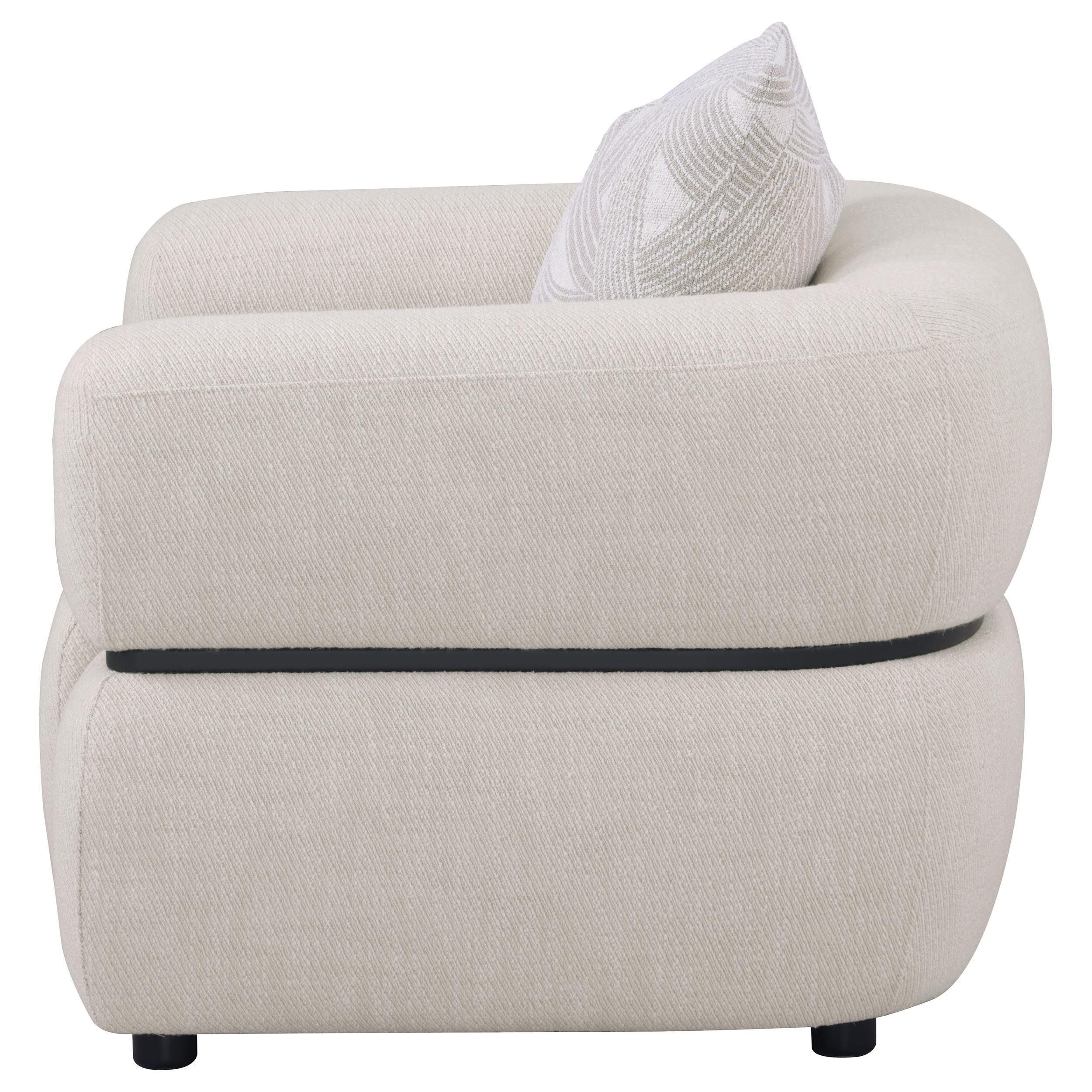Jeanette Fabric Upholstered Round Arm Accent Chair Beige — view 5