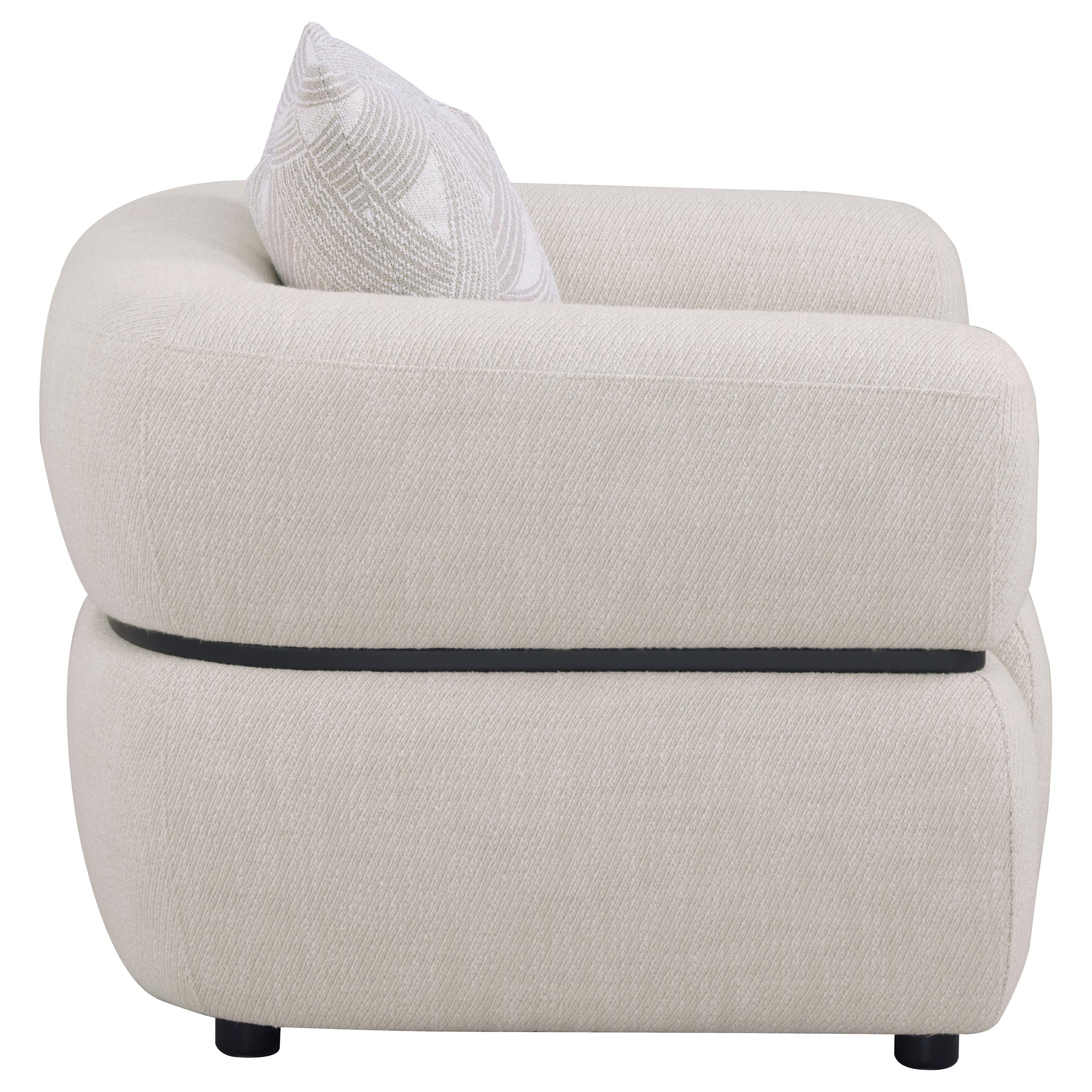 Jeanette Fabric Upholstered Round Arm Accent Chair Beige — view 8