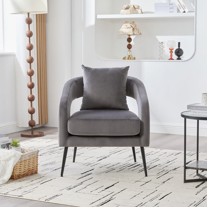 Open Back Accent Chair, Round Sofa Lounge Armchair - Charcoal