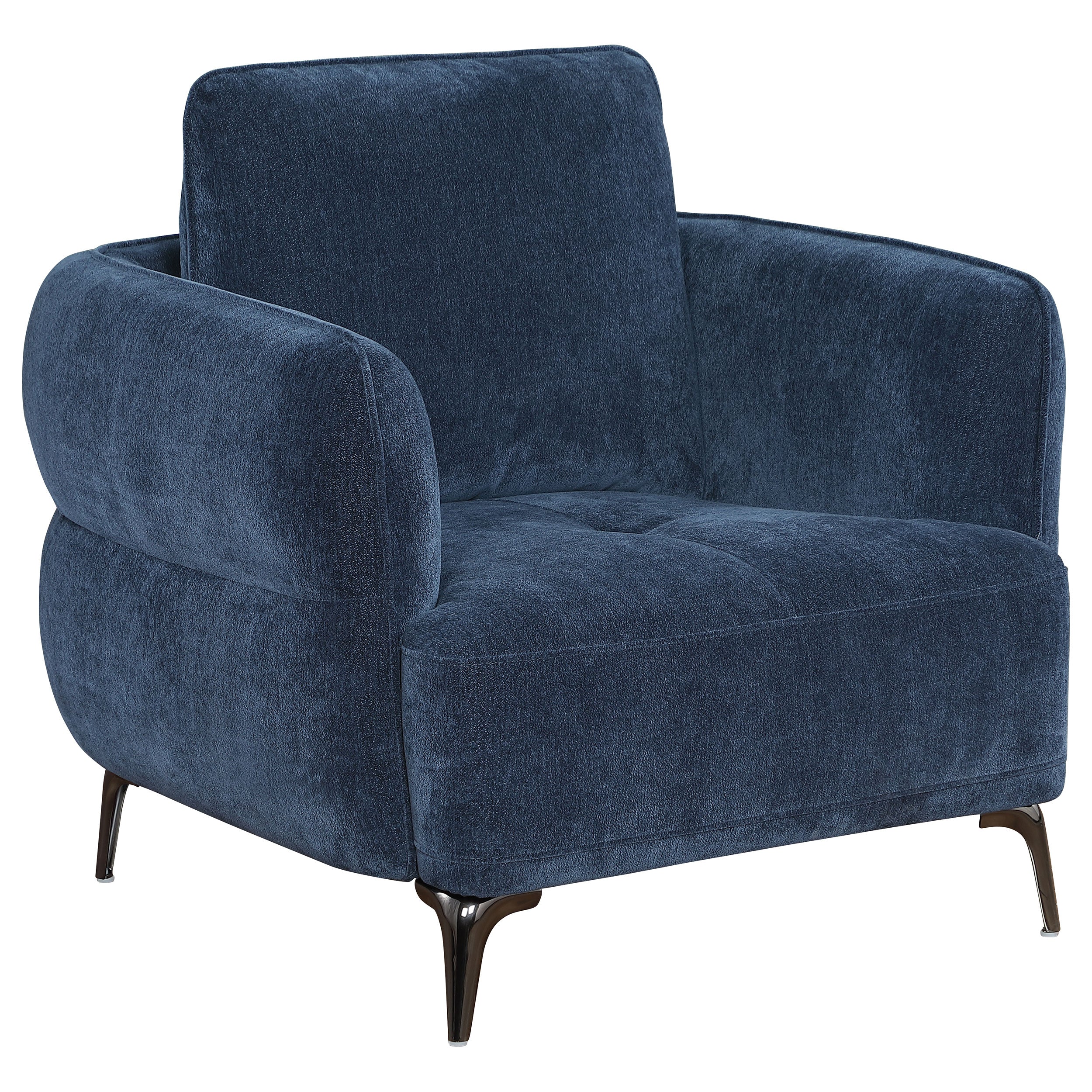 Lively Chenille Upholstered Modern Track Arm Chair Blue — view 1