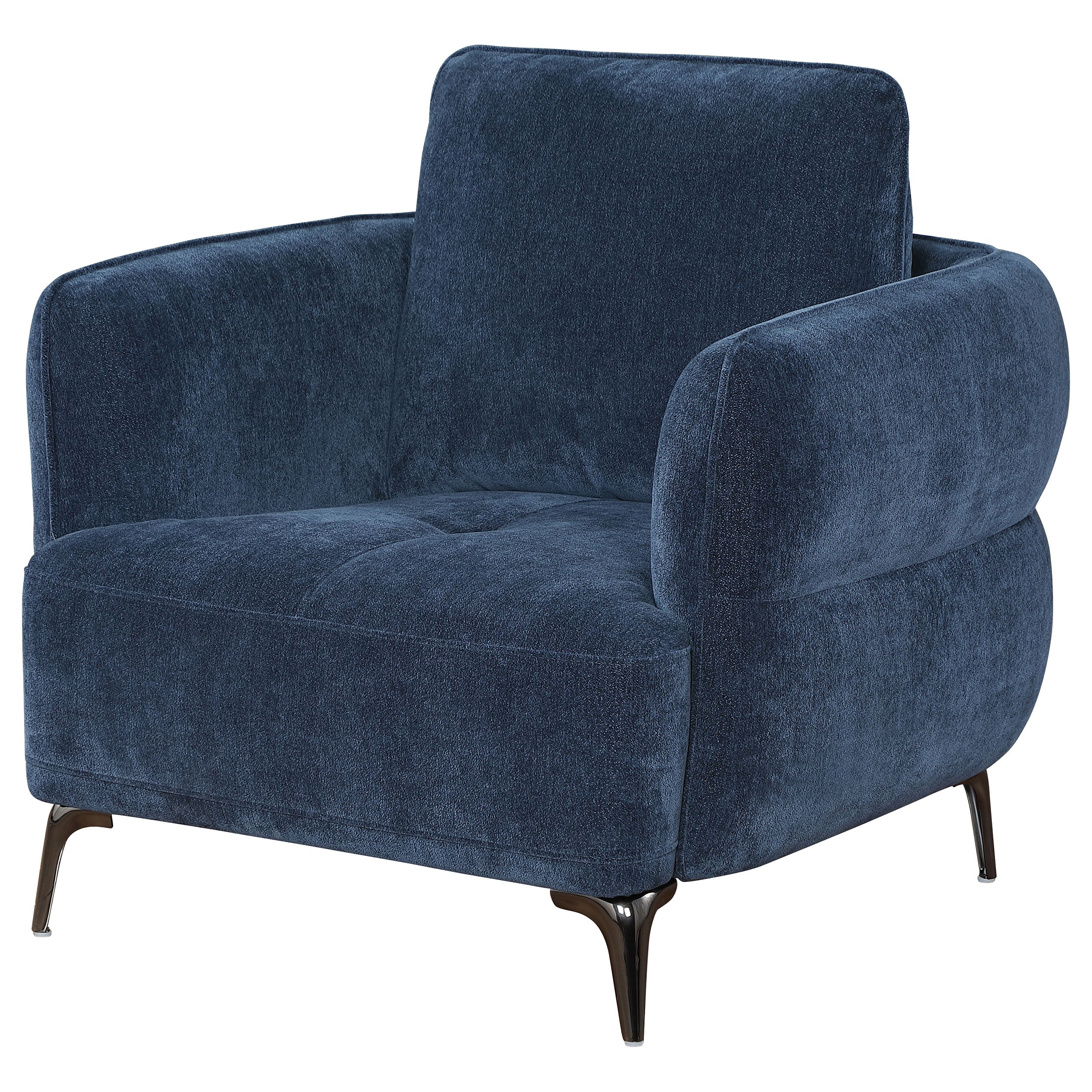 Lively Chenille Upholstered Modern Track Arm Chair Blue — view 4