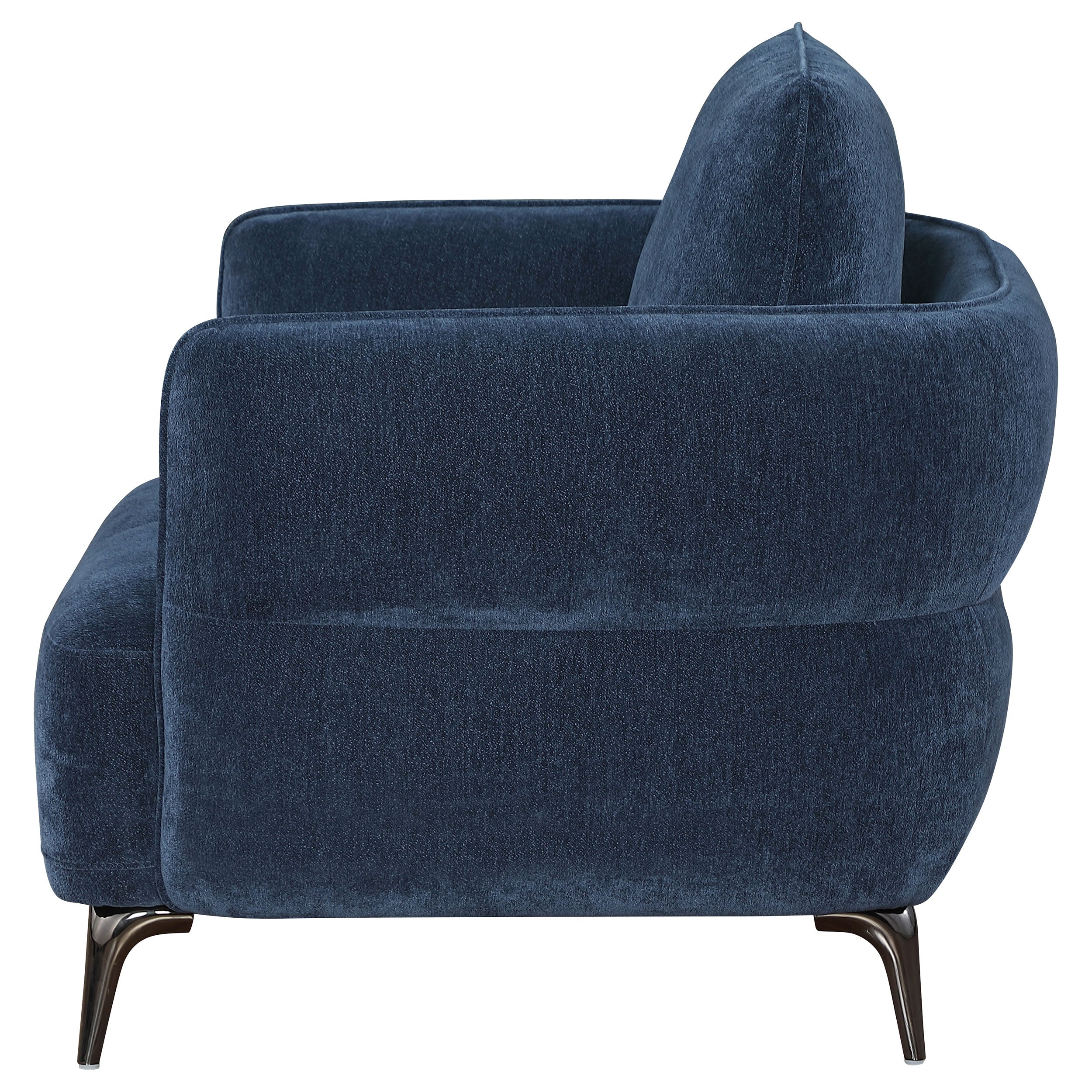Lively Chenille Upholstered Modern Track Arm Chair Blue — view 5
