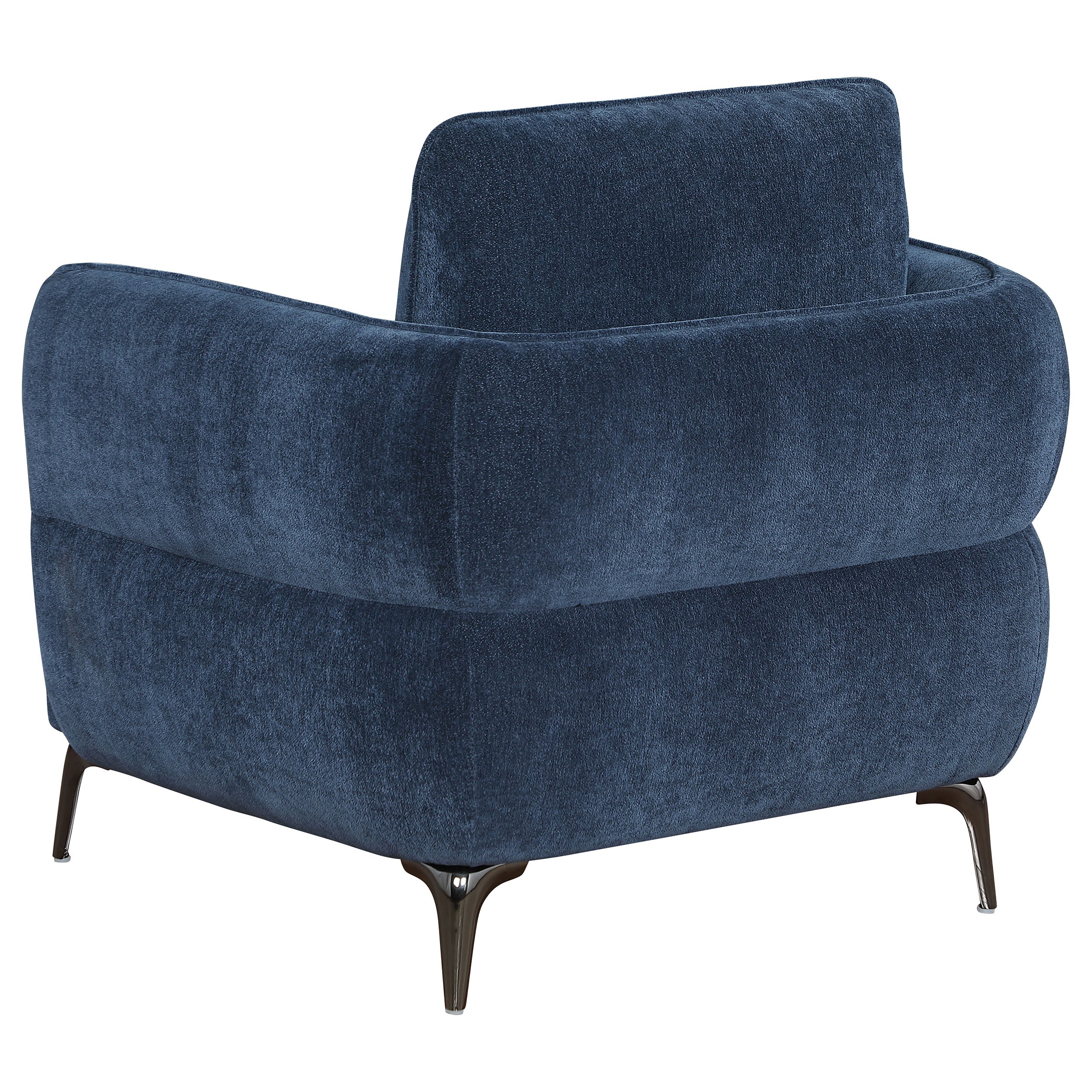 Lively Chenille Upholstered Modern Track Arm Chair Blue — view 6
