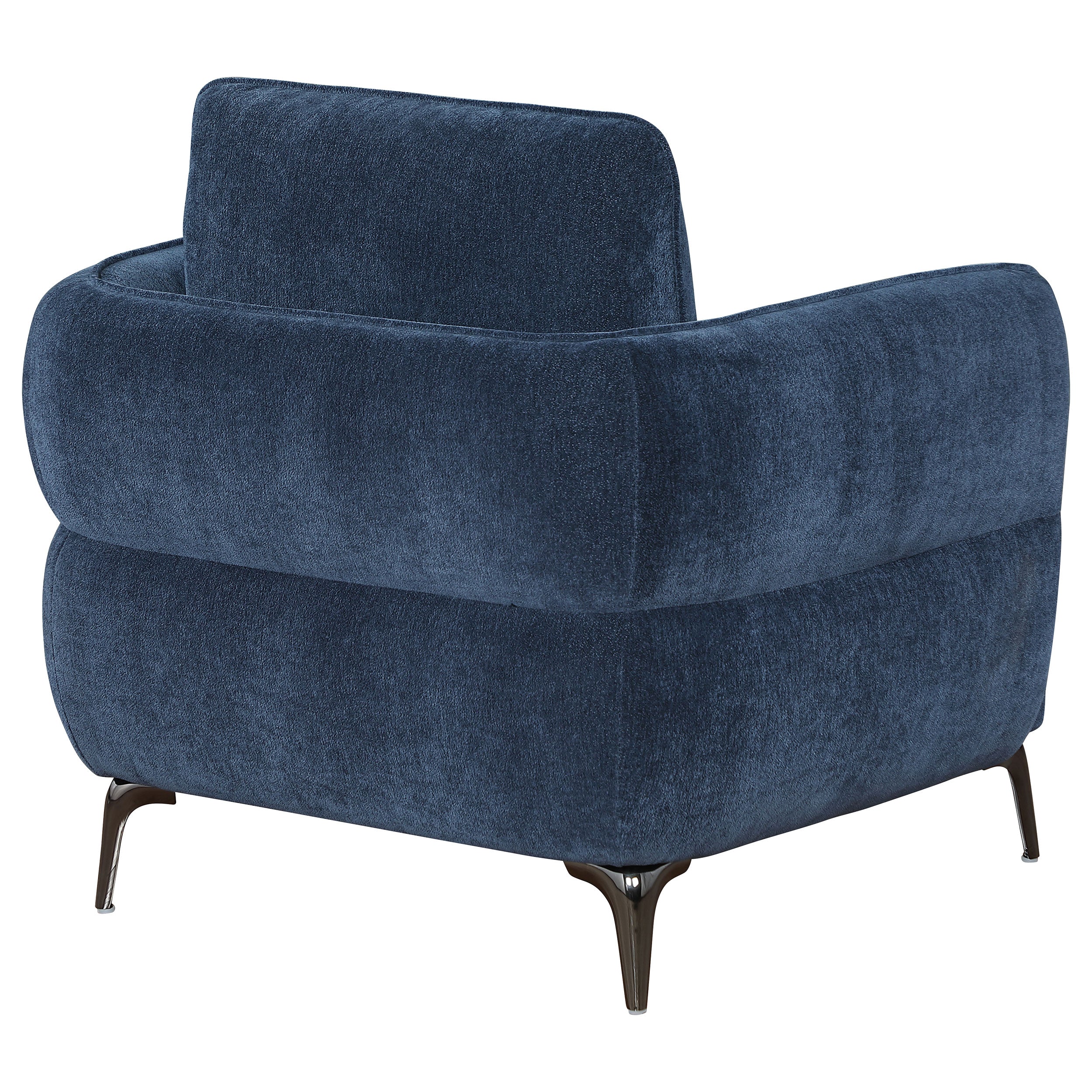Lively Chenille Upholstered Modern Track Arm Chair Blue — view 7