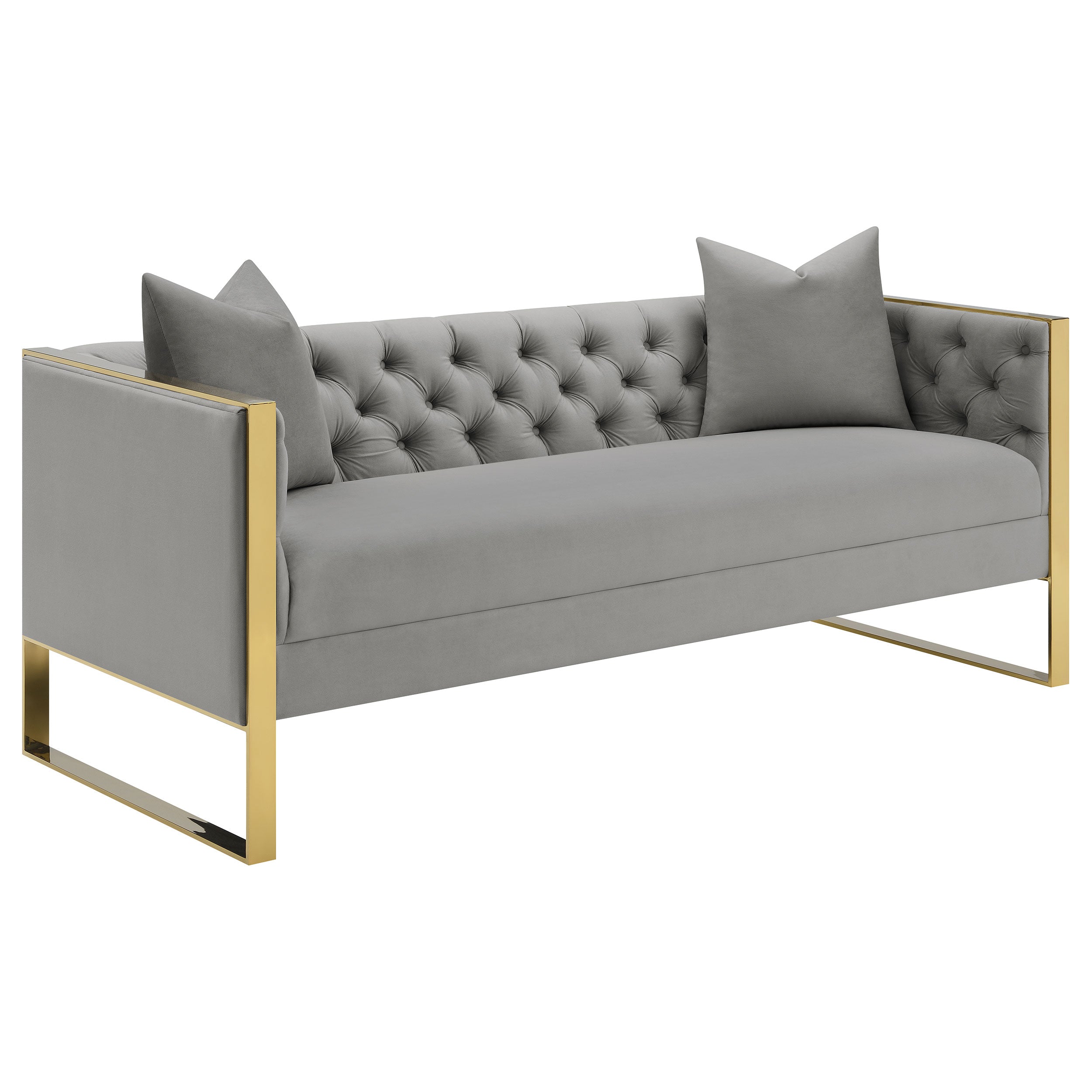 Eastbrook Velvet Upholstered Tufted Sofa Grey — view 1