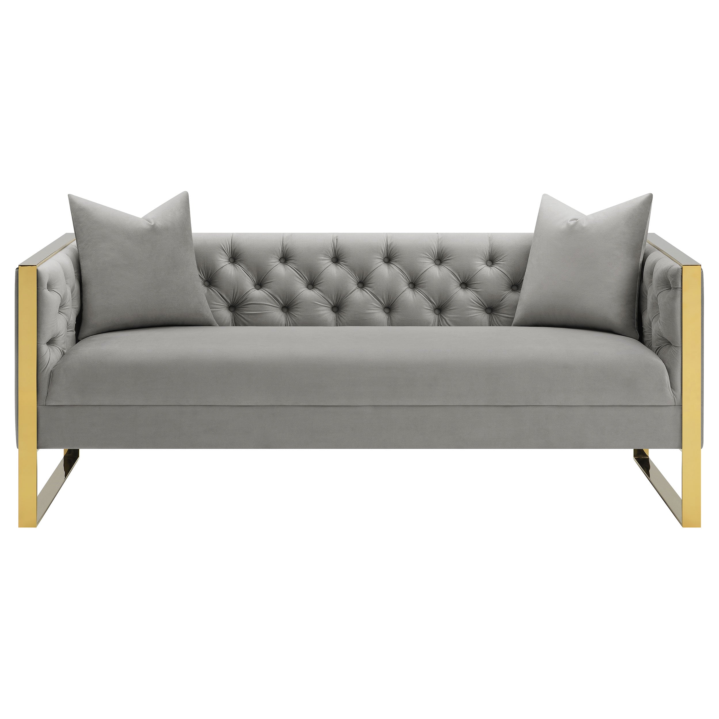 Eastbrook Velvet Upholstered Tufted Sofa Grey — view 3