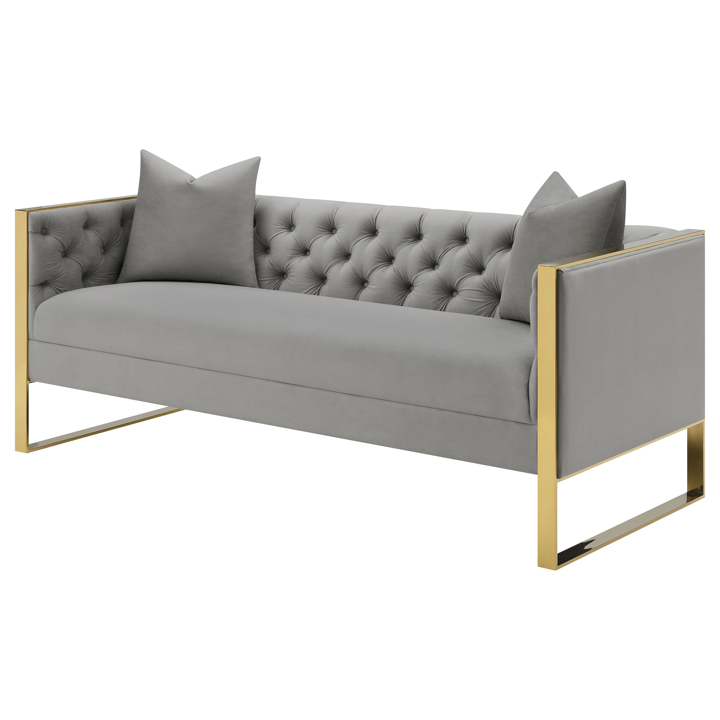 Eastbrook Velvet Upholstered Tufted Sofa Grey — view 4