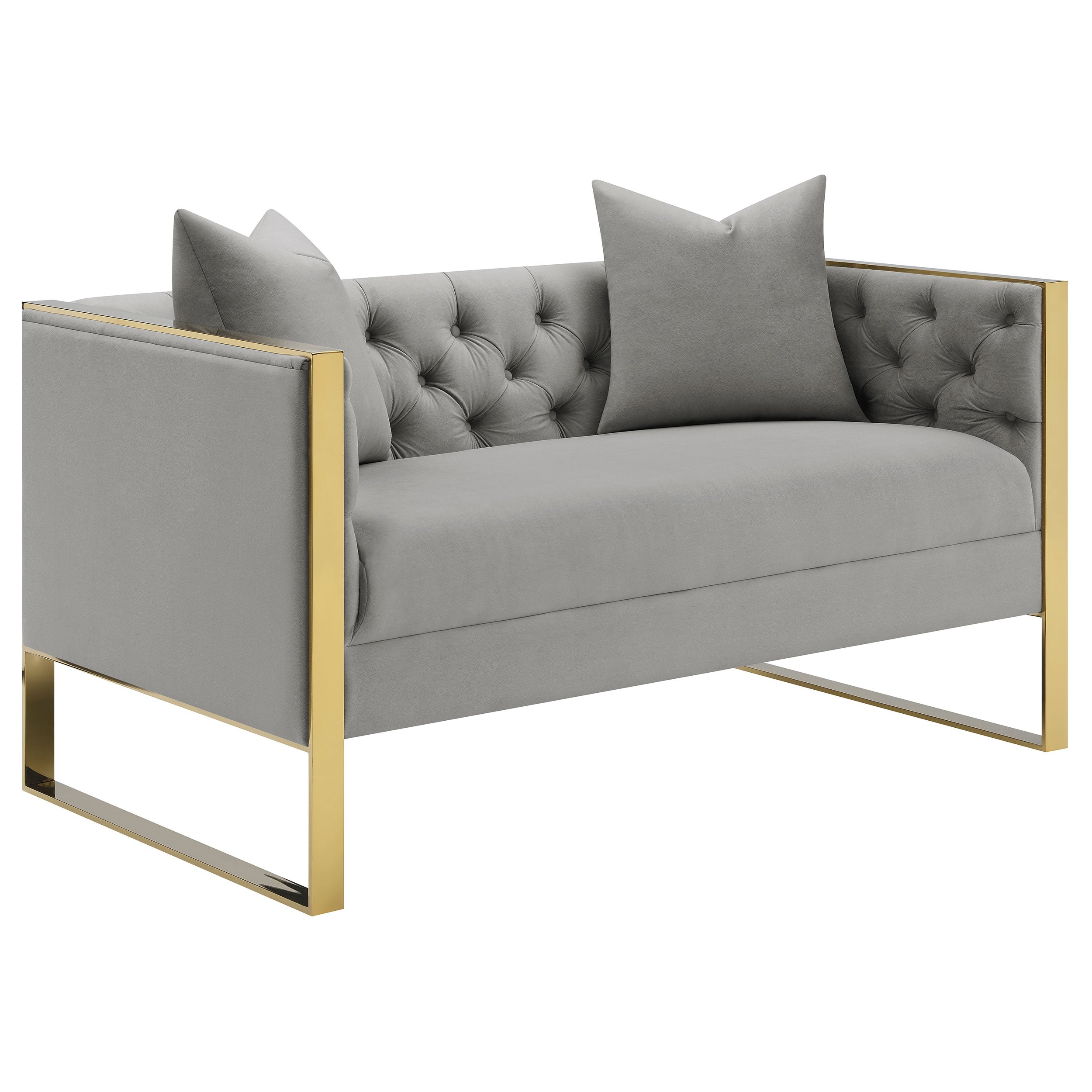 Eastbrook Velvet Upholstered Tufted Loveseat Grey — view 1