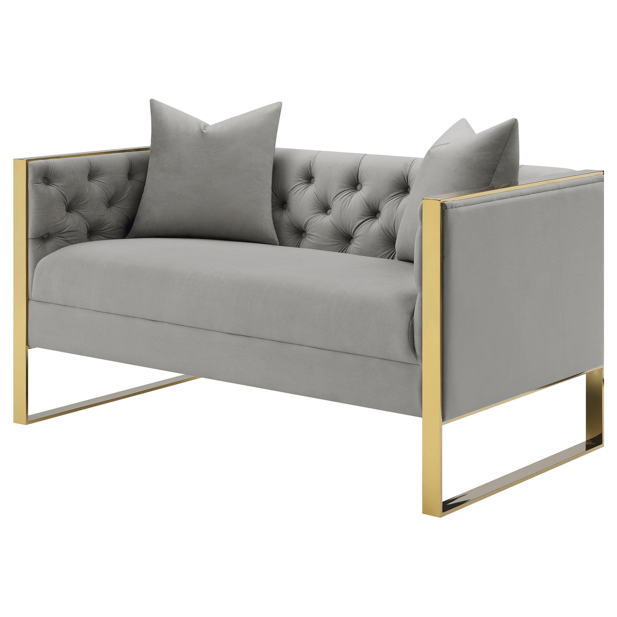 Eastbrook Velvet Upholstered Tufted Loveseat Grey — view 4