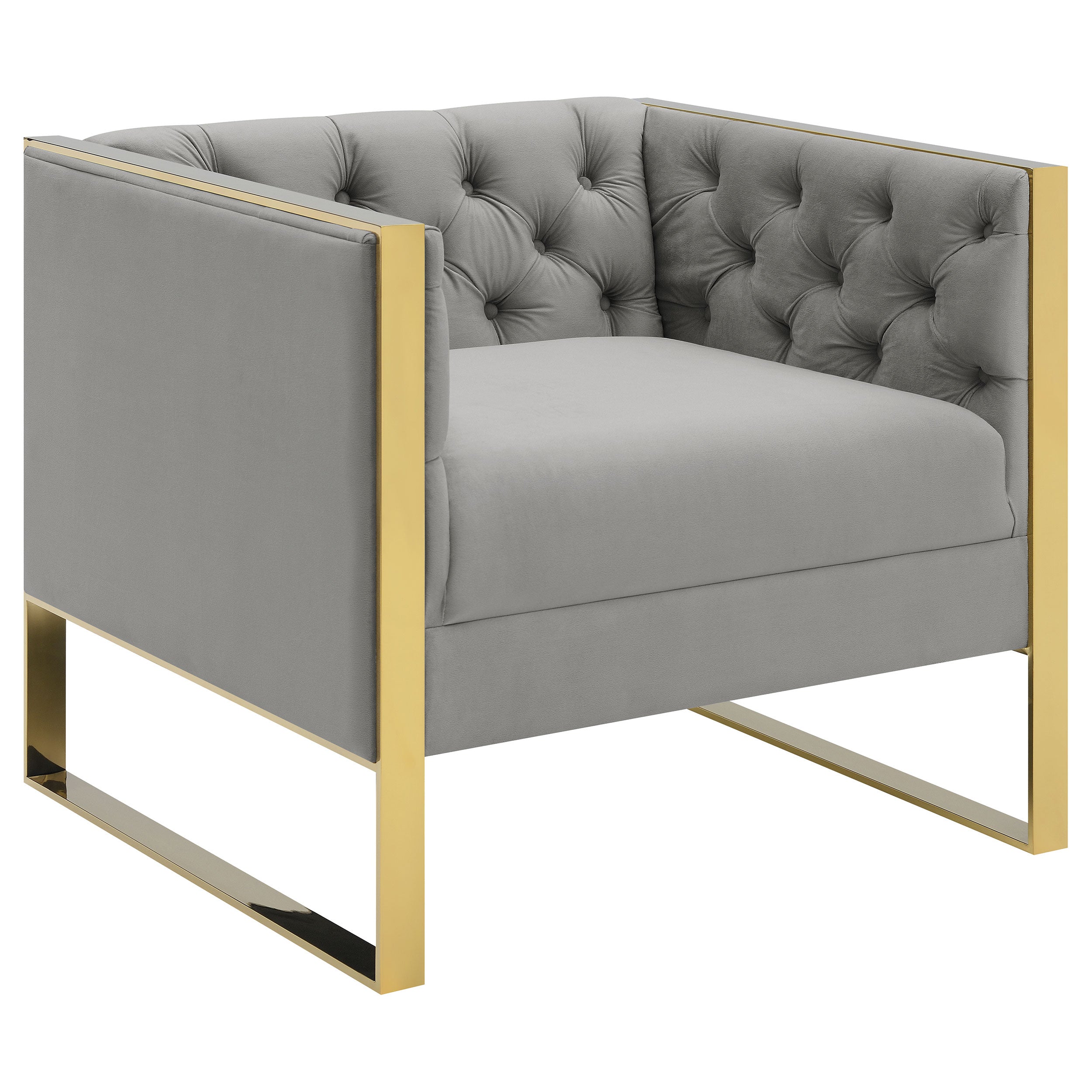 Eastbrook Velvet Upholstered Tufted Accent Chair Grey — view 1