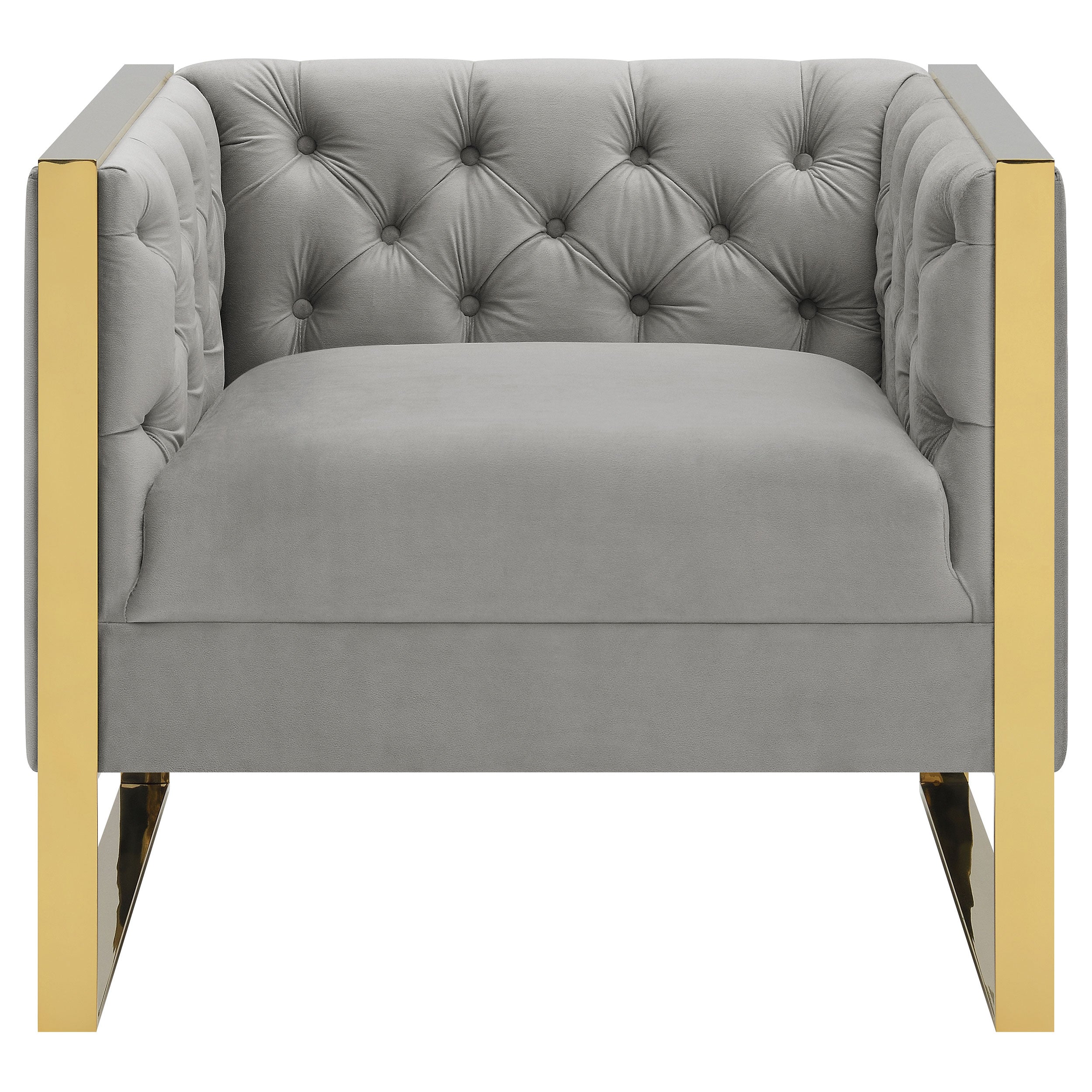 Eastbrook Velvet Upholstered Tufted Accent Chair Grey — view 3