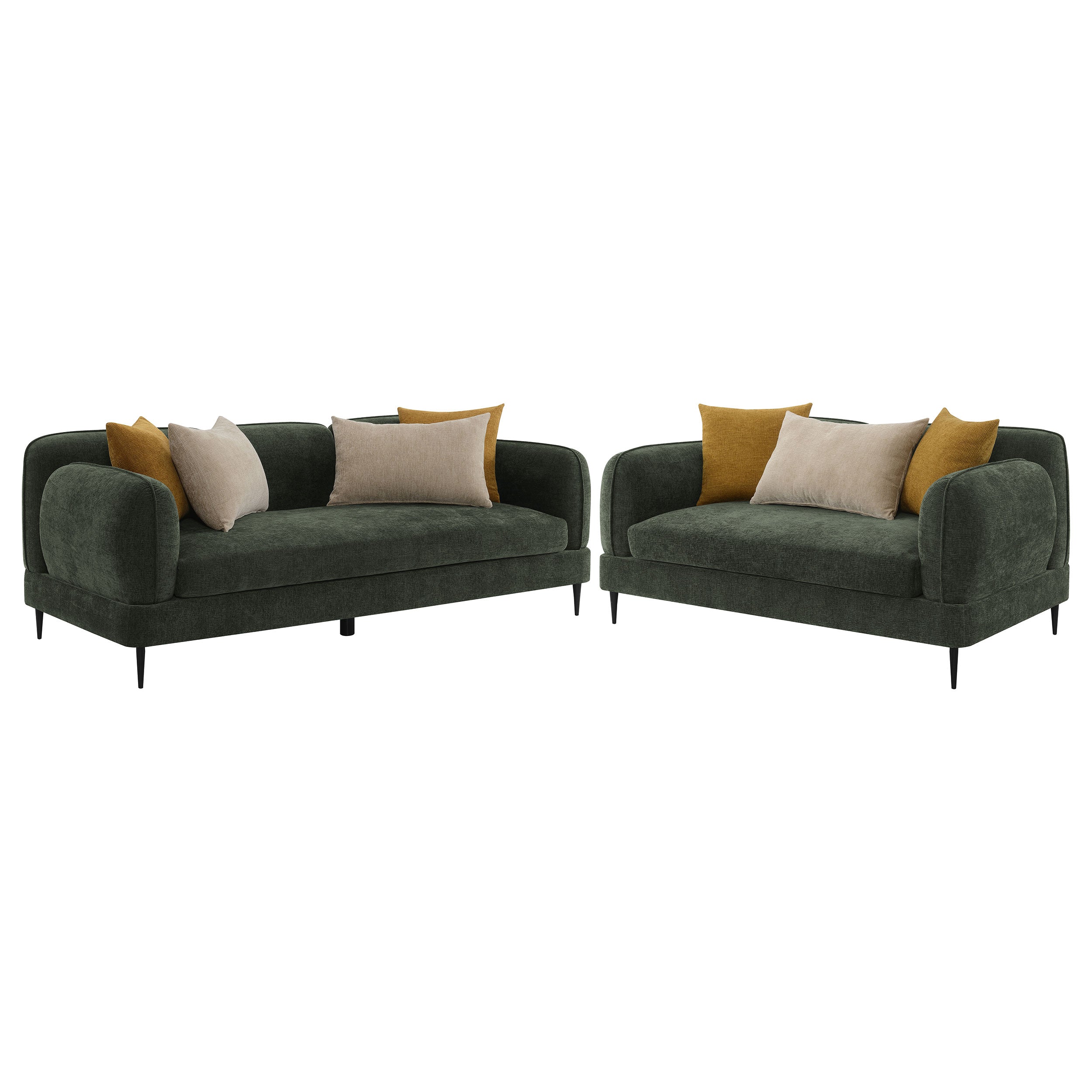 Jade 2-piece Chenille Upholstered Sofa Set Green — view 2