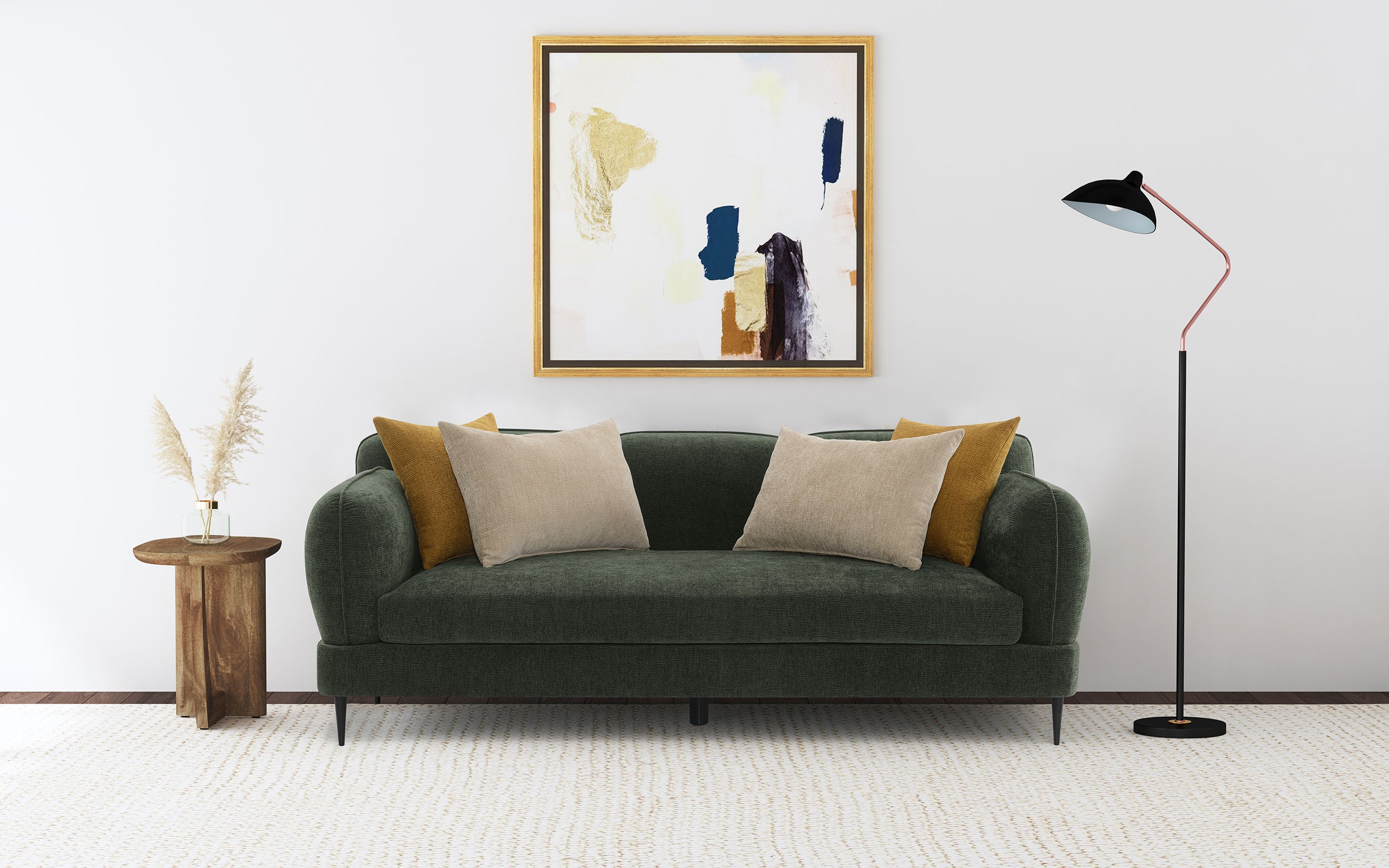 Jade Chenille Upholstered Modern Track Arm Sofa Green — view 2