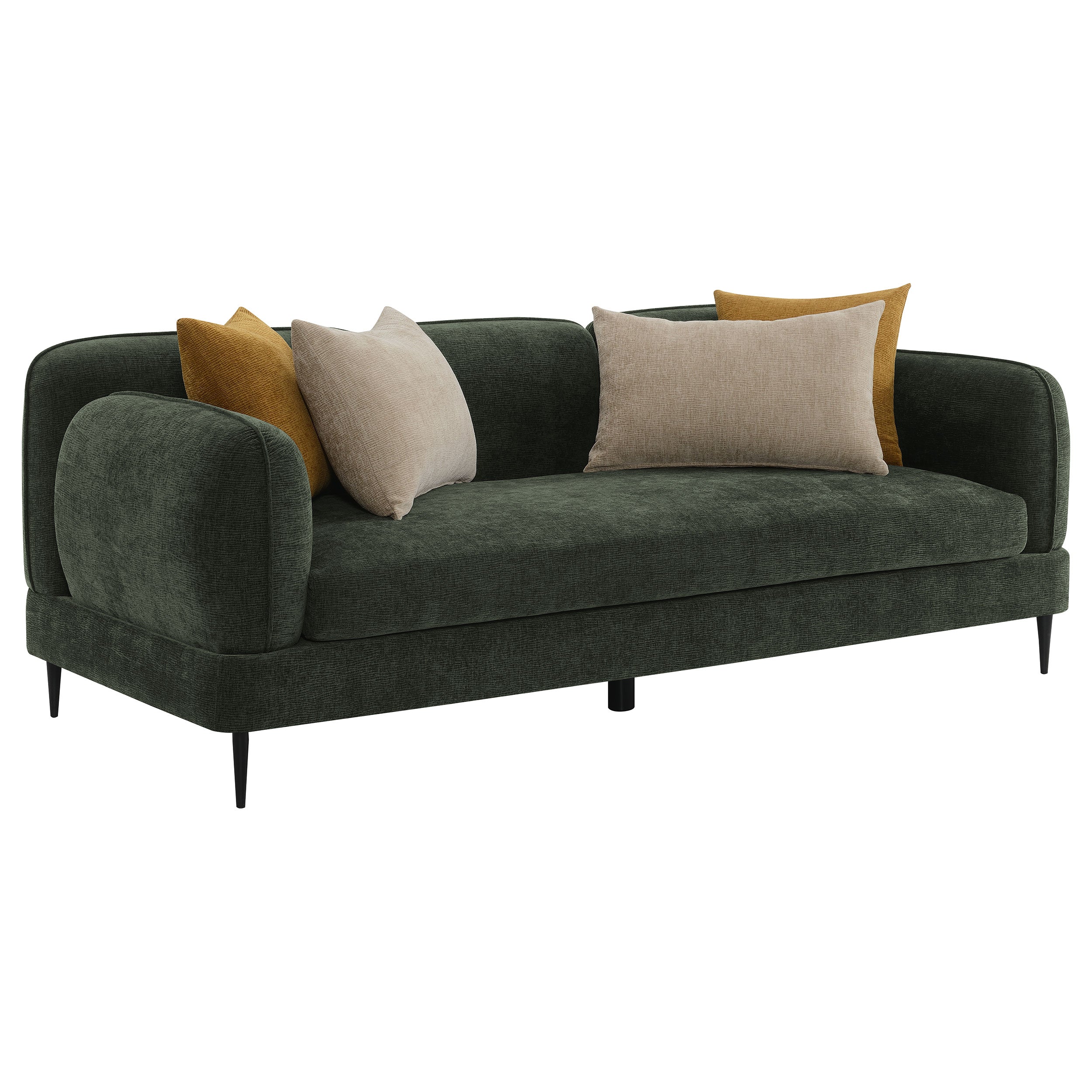 Jade Chenille Upholstered Modern Track Arm Sofa Green — view 1