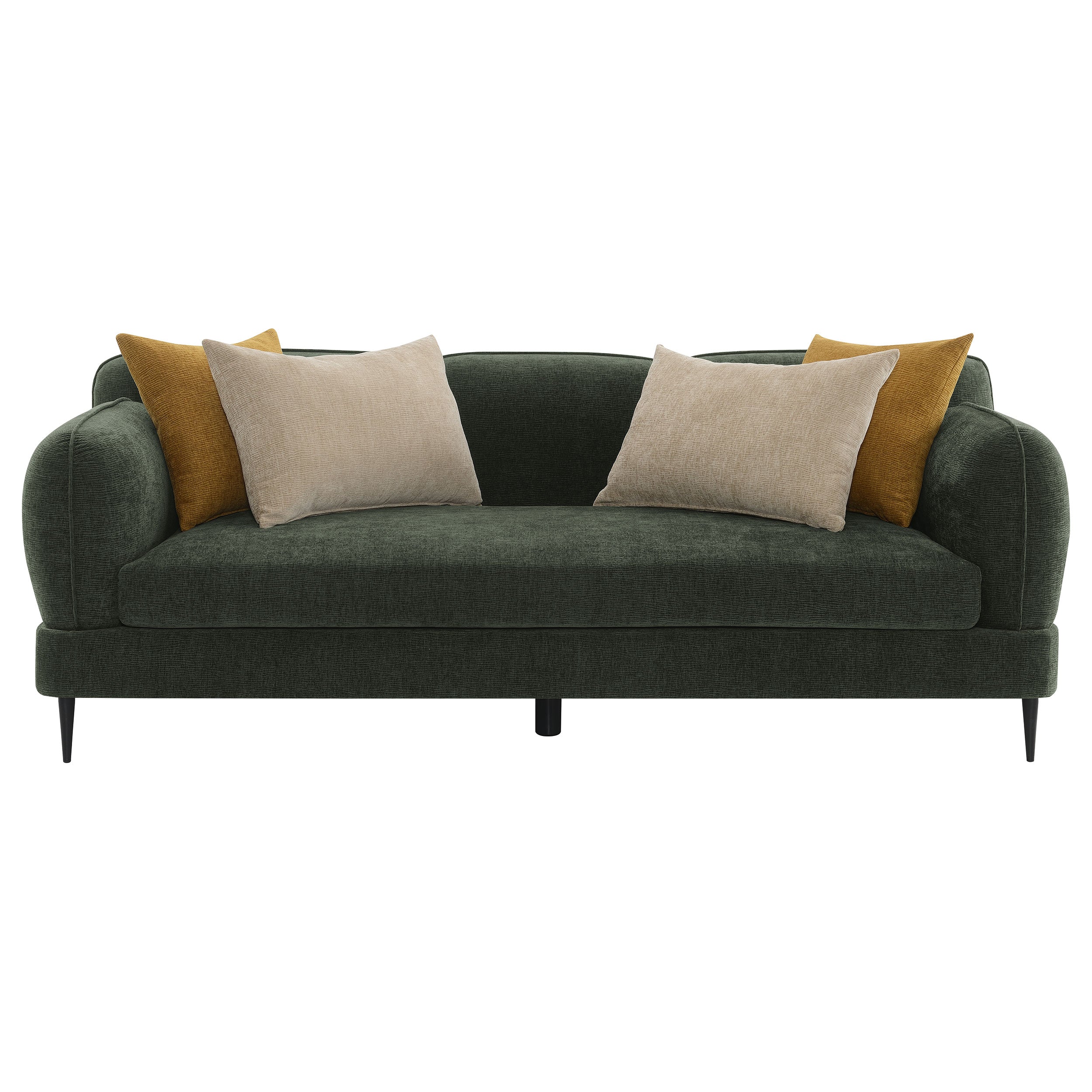 Jade Chenille Upholstered Modern Track Arm Sofa Green — view 3
