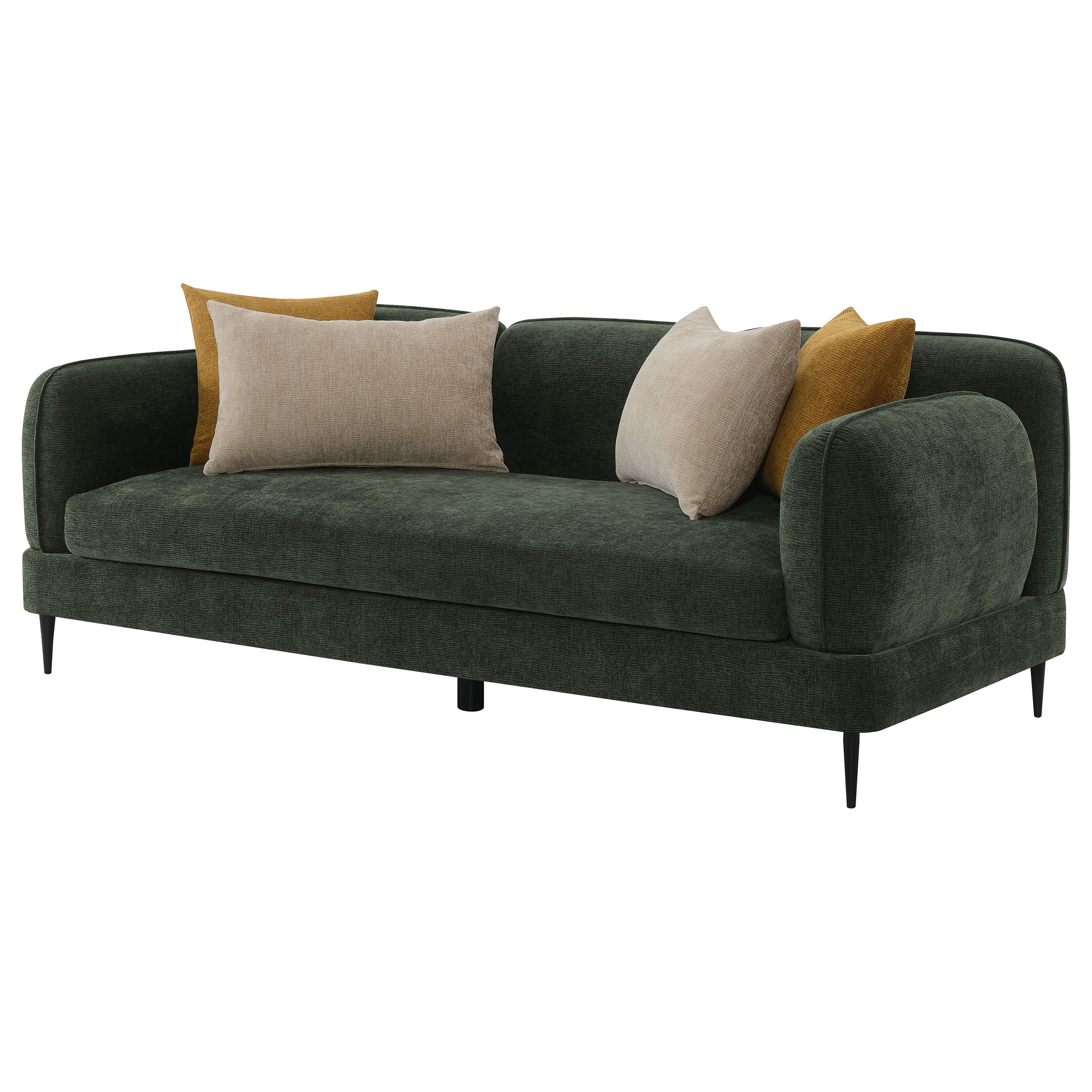 Jade Chenille Upholstered Modern Track Arm Sofa Green — view 4