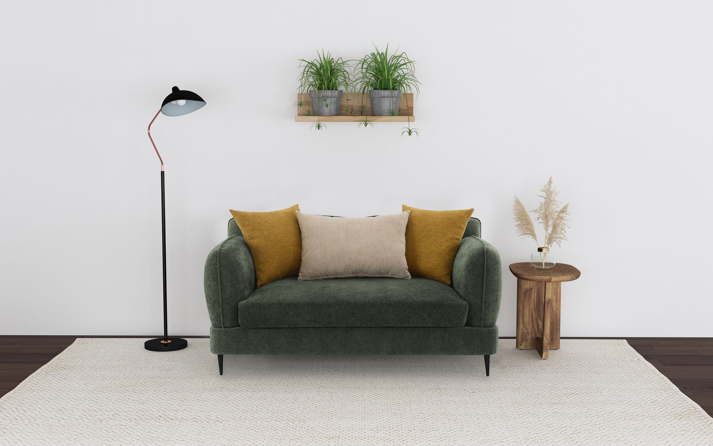 Jade Chenille Upholstered Modern Track Arm Loveseat Green — view 2