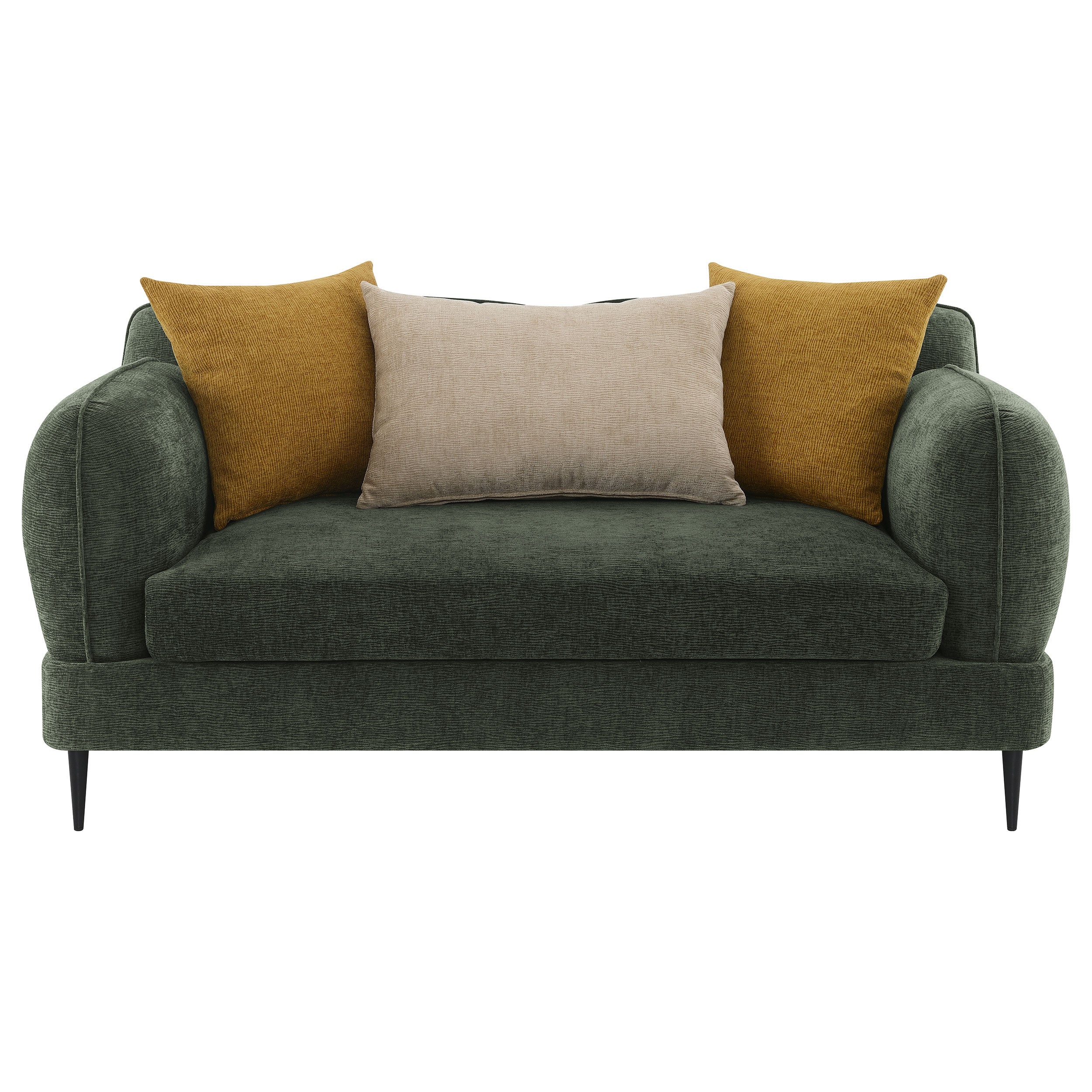 Jade Chenille Upholstered Modern Track Arm Loveseat Green — view 3