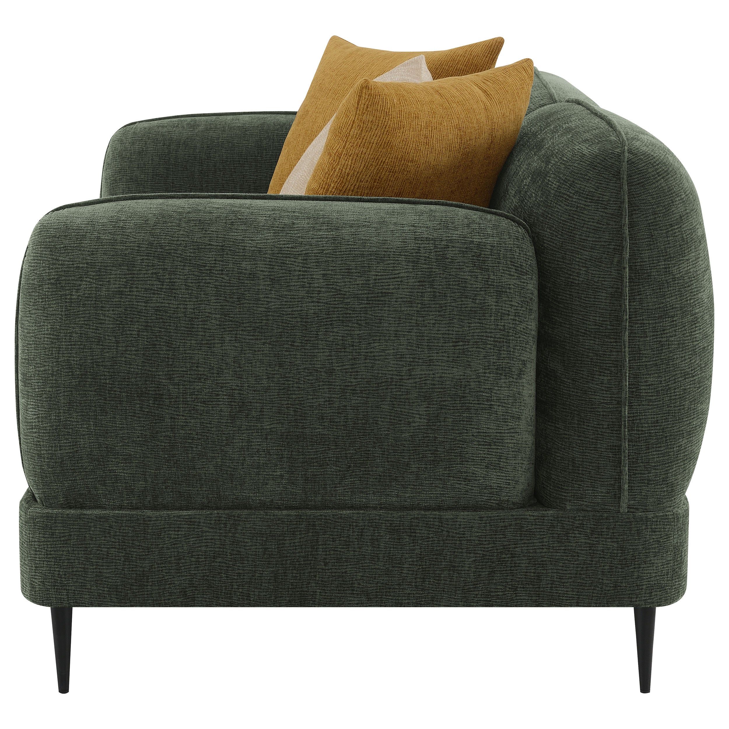 Jade Chenille Upholstered Modern Track Arm Loveseat Green — view 5