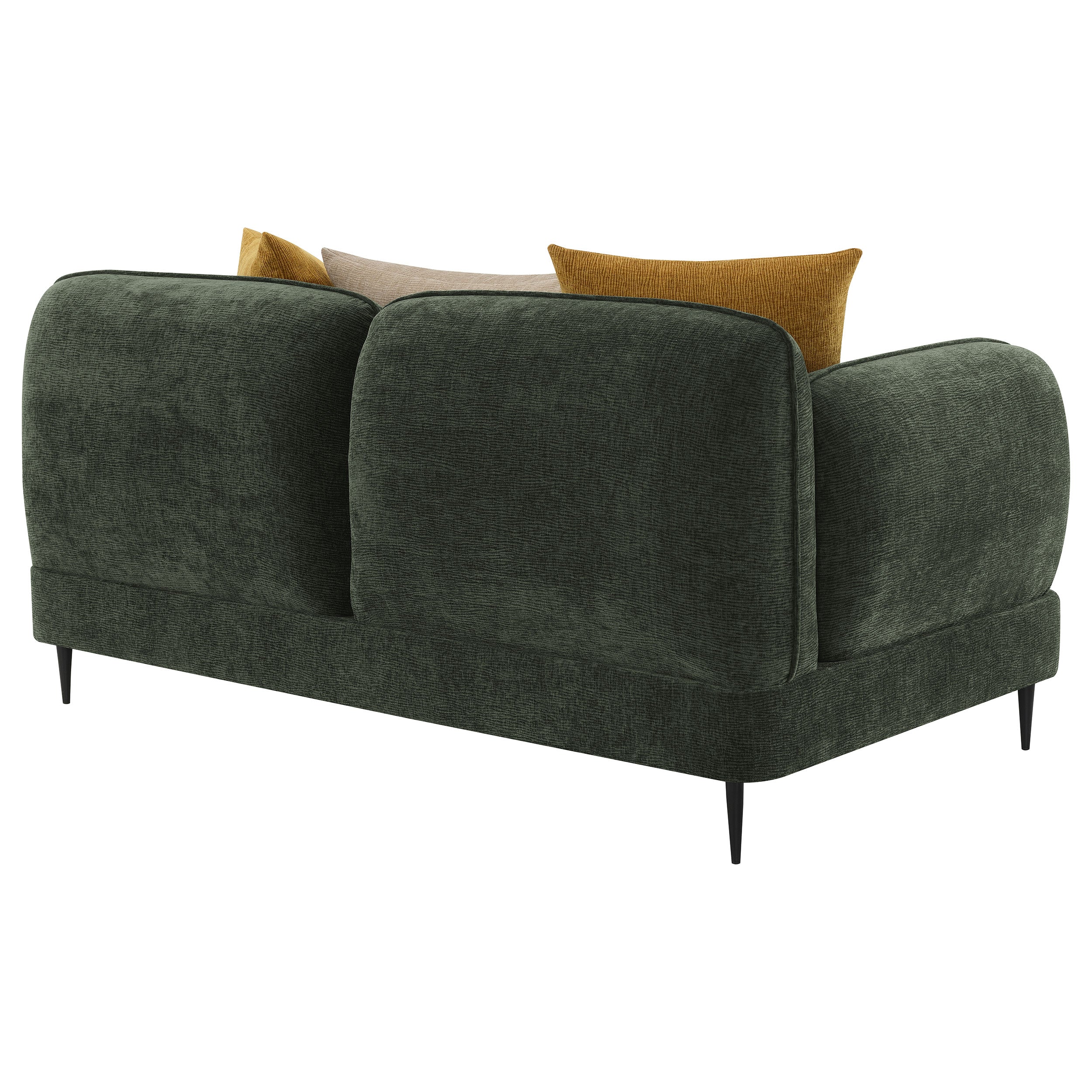 Jade Chenille Upholstered Modern Track Arm Loveseat Green — view 7