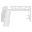 Loft Stairway Bed With 2 Drawers, Convertible Ladder And Slide