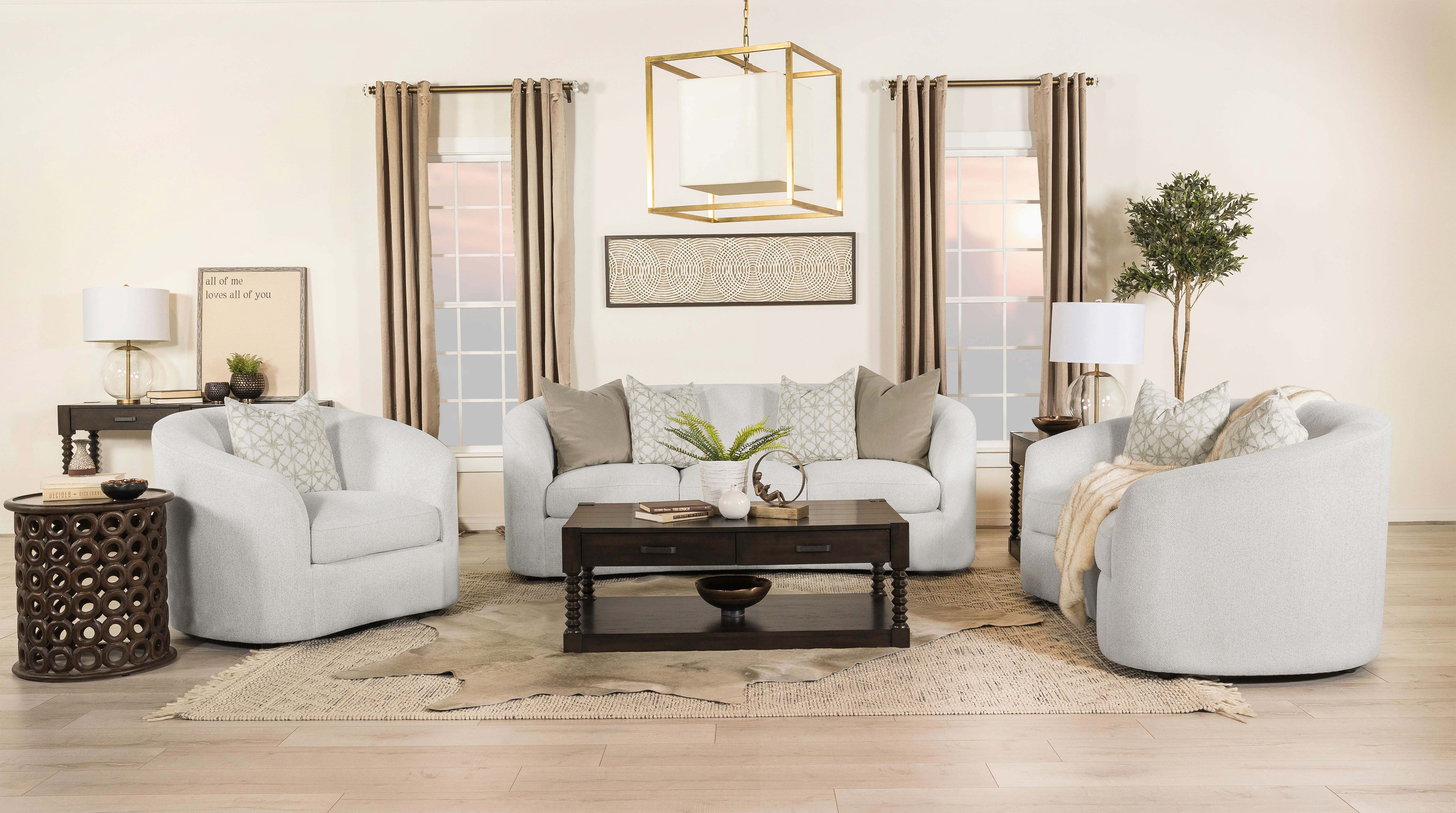 Rainn 3-piece Boucle Upholstered Sloped Arm Sofa Set Latte — view 1