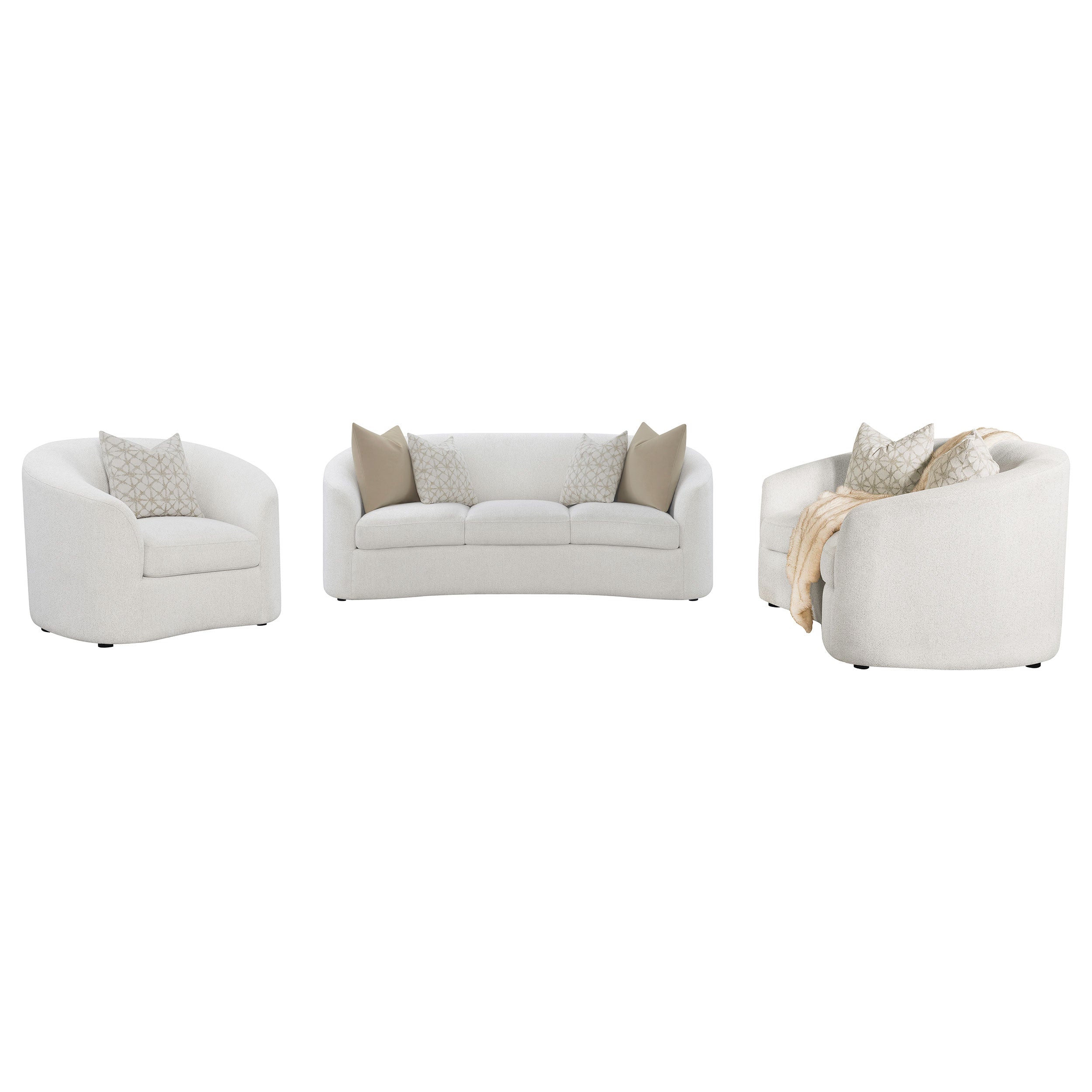 Rainn 3-piece Boucle Upholstered Sloped Arm Sofa Set Latte — view 2